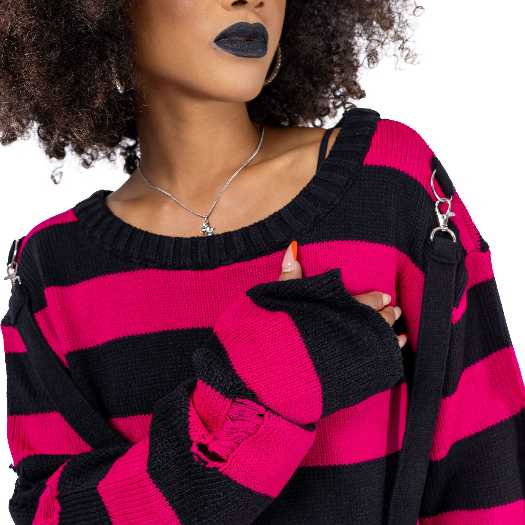 ORIANA JUMPER - BLACK/DARK PINK