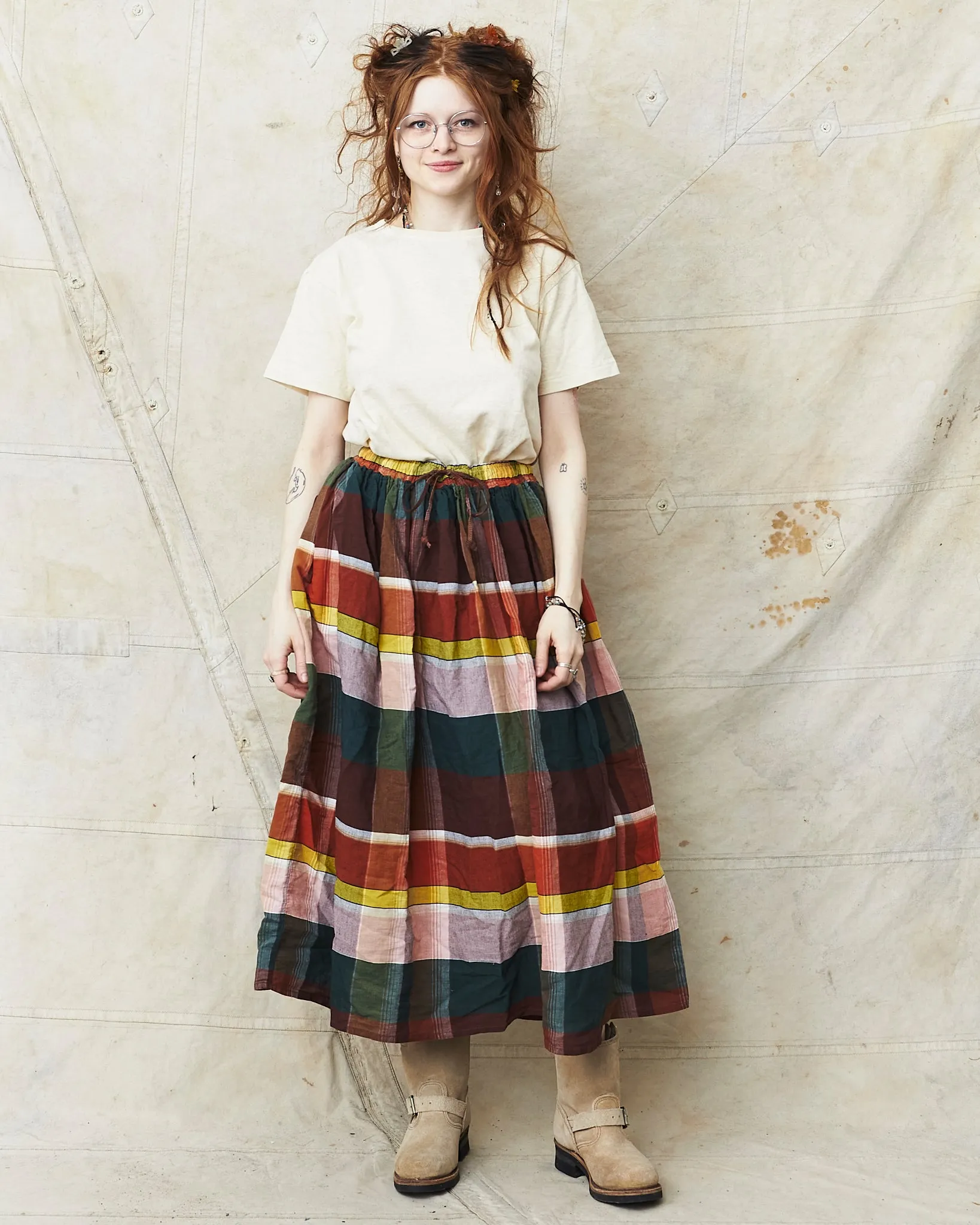 OrSlow 4003 Original Check Gathered Skirt