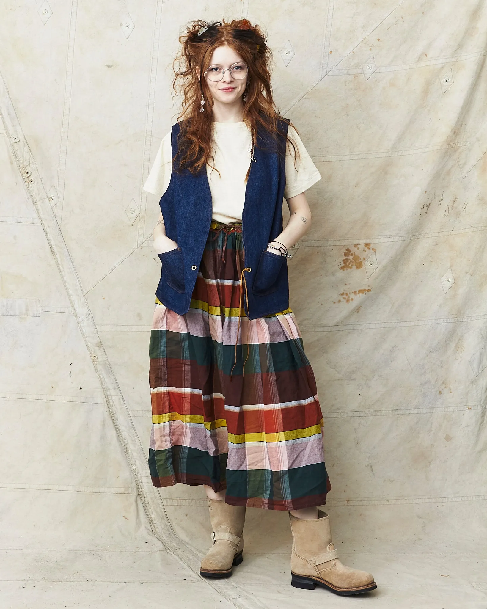 OrSlow 4003 Original Check Gathered Skirt