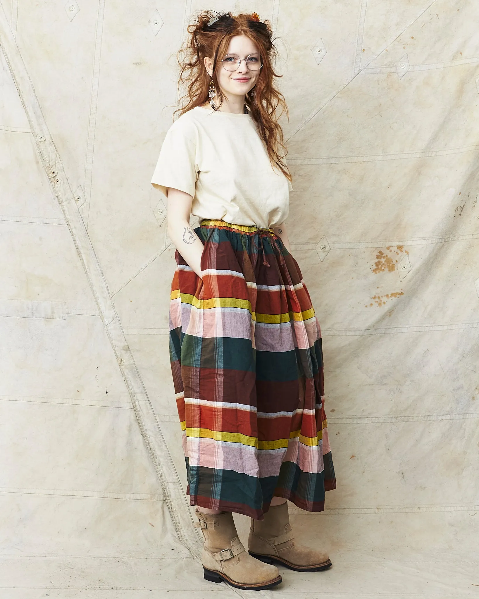 OrSlow 4003 Original Check Gathered Skirt