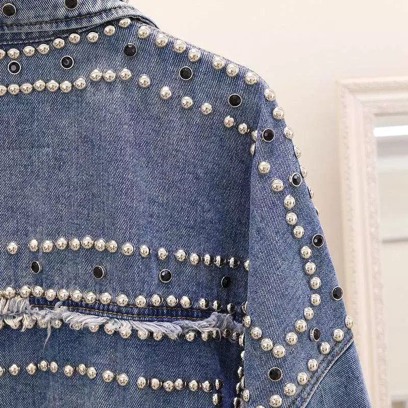 Oversized Denim Jacket With Studs