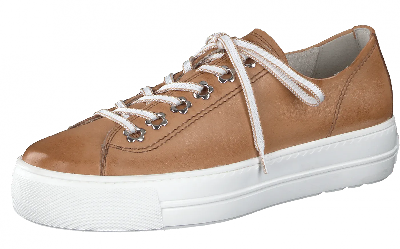 PAUL GREEN 5113 Tan leather platform trainer