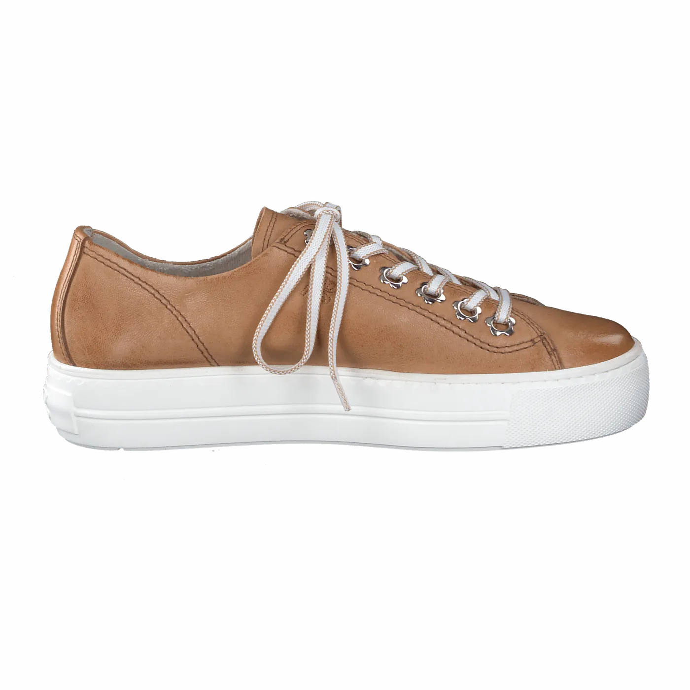 PAUL GREEN 5113 Tan leather platform trainer