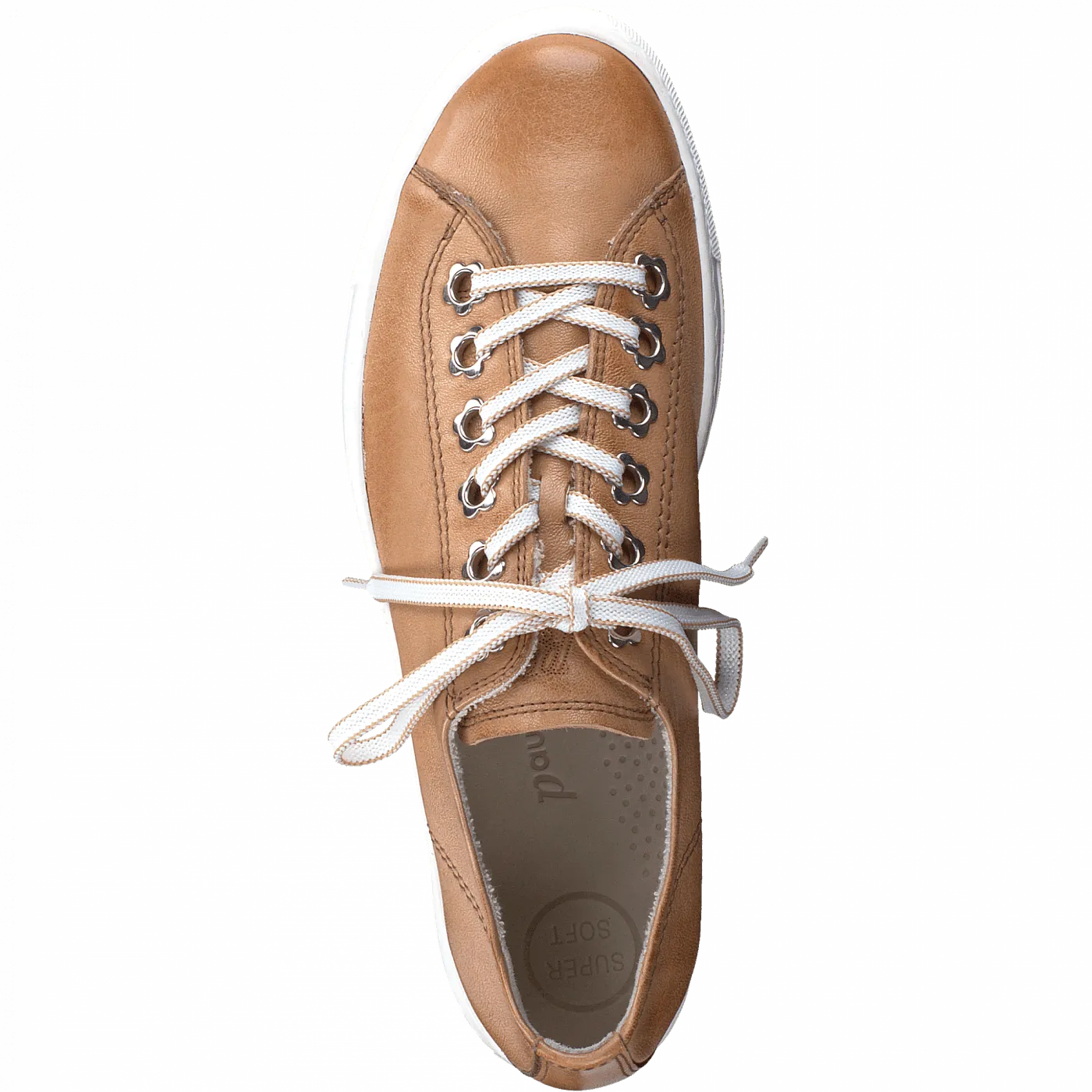 PAUL GREEN 5113 Tan leather platform trainer