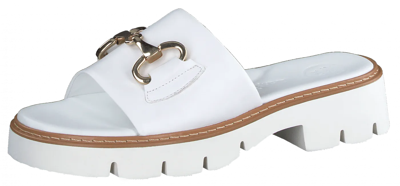 Paul Green 6051 White Leather Mule Sandal