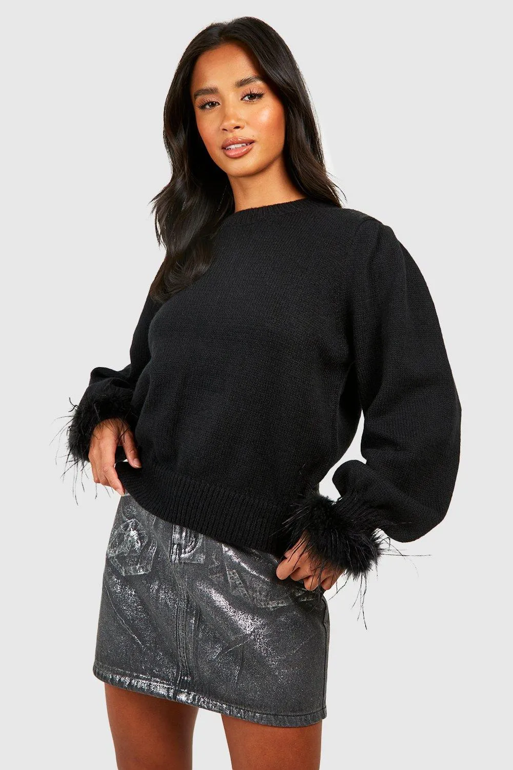 Petite Feather Cuff Sweater