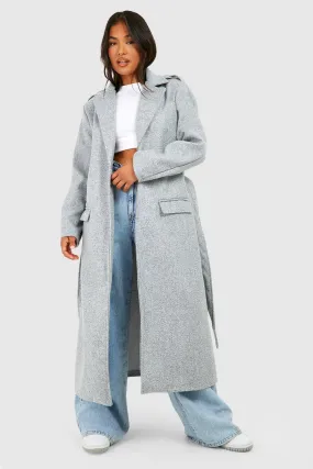 Petite Oversized Maxi Wool Look Belted Coat