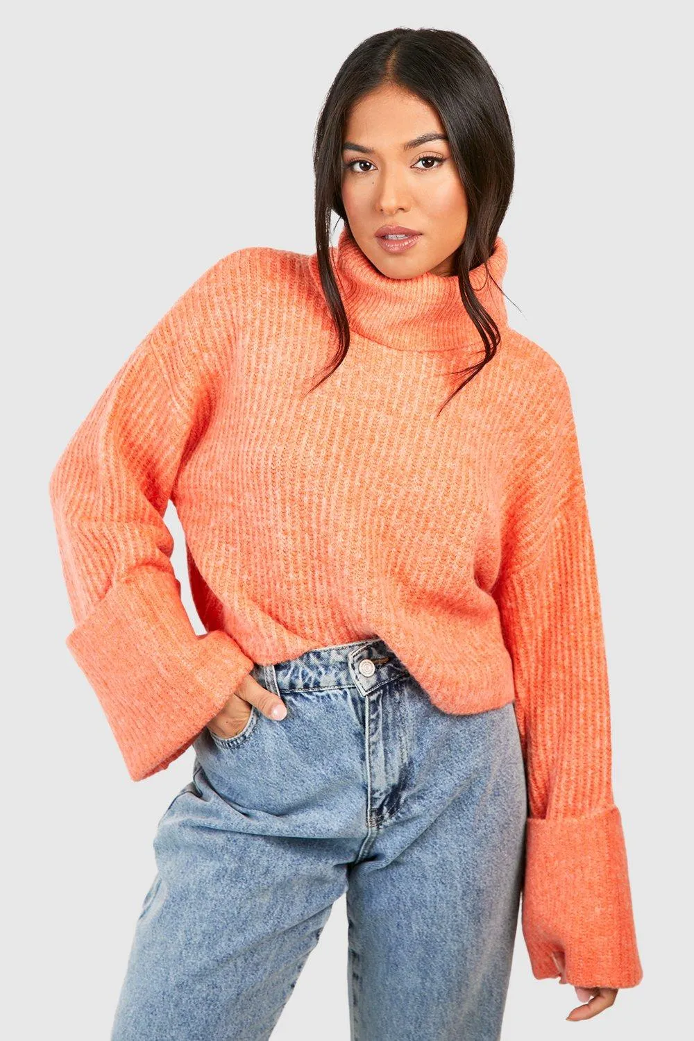 Petite Turtleneck Deep Cuff Sweater