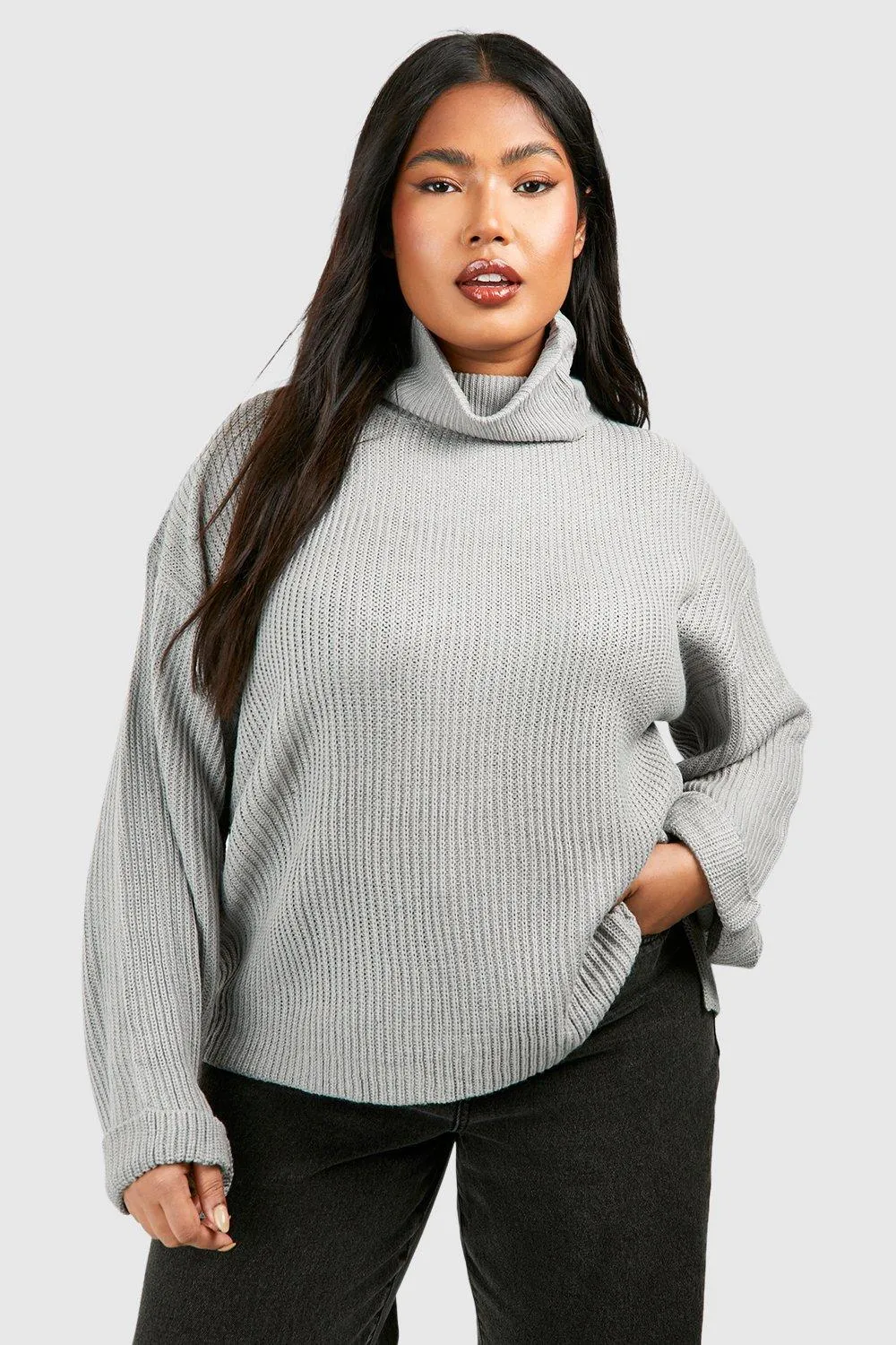 Plus Chunky Turtleneck Oversized Sweater