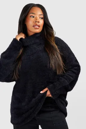 Plus Fluffy Knit Turtleneck Sweater