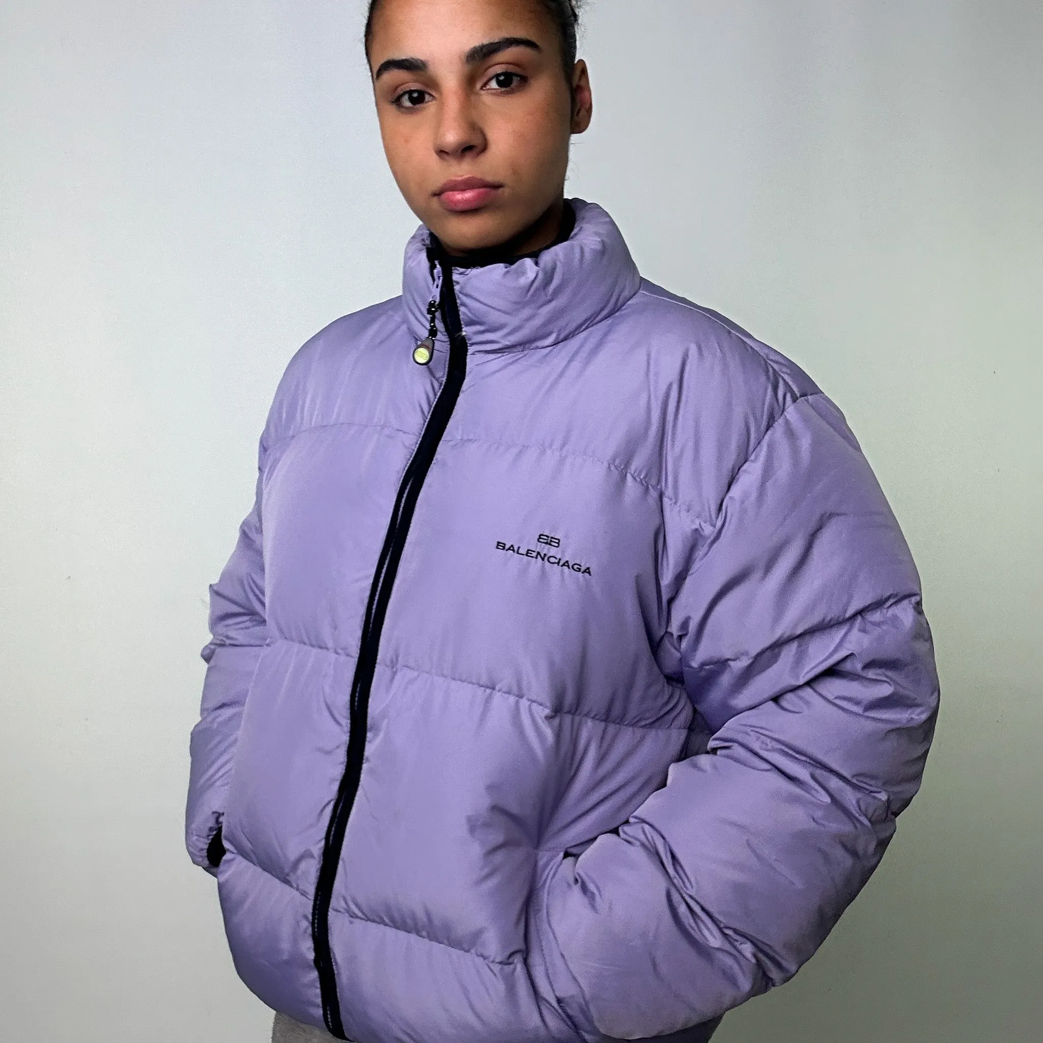 Purple 90s Balenciaga Puffer Jacket Coat (L)