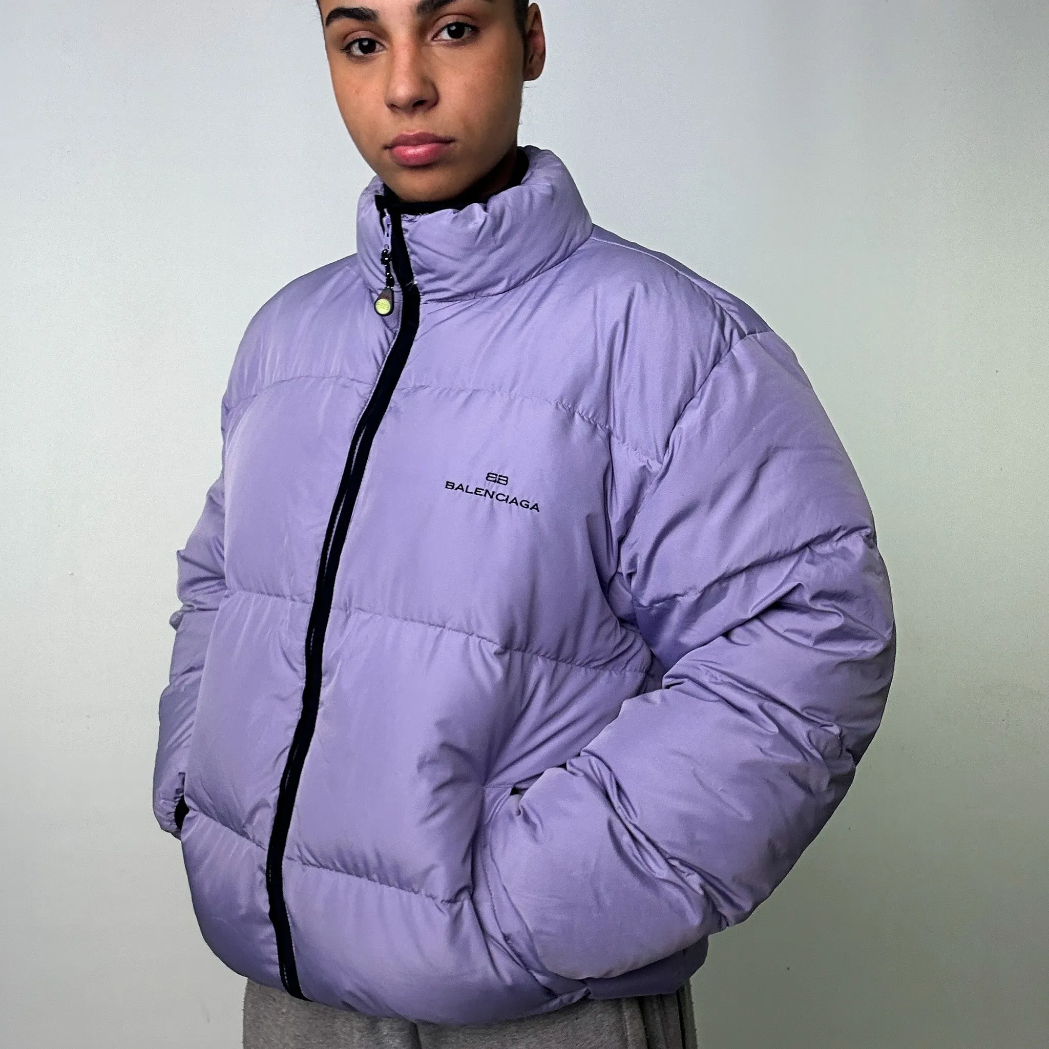 Purple 90s Balenciaga Puffer Jacket Coat (L)