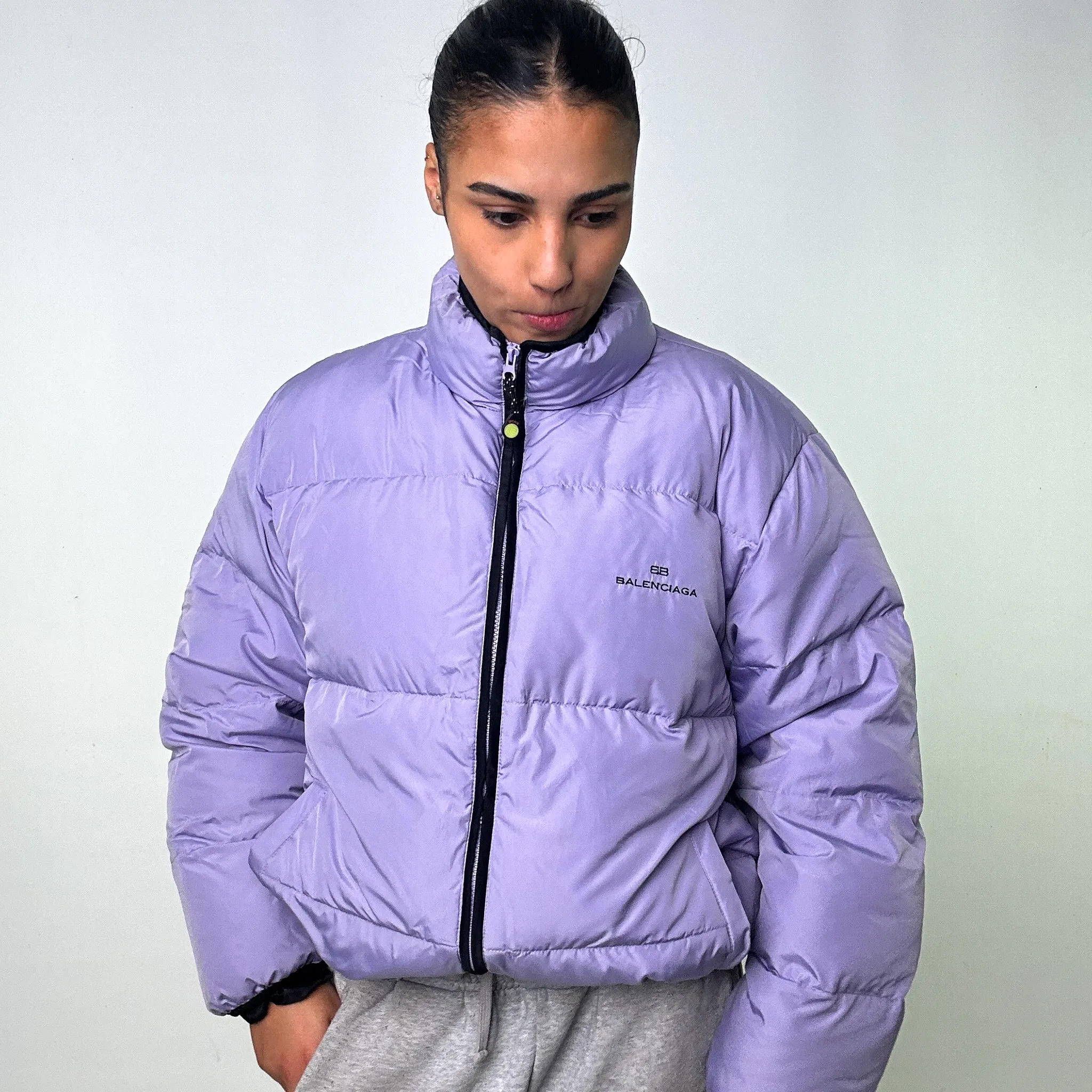 Purple 90s Balenciaga Puffer Jacket Coat (L)