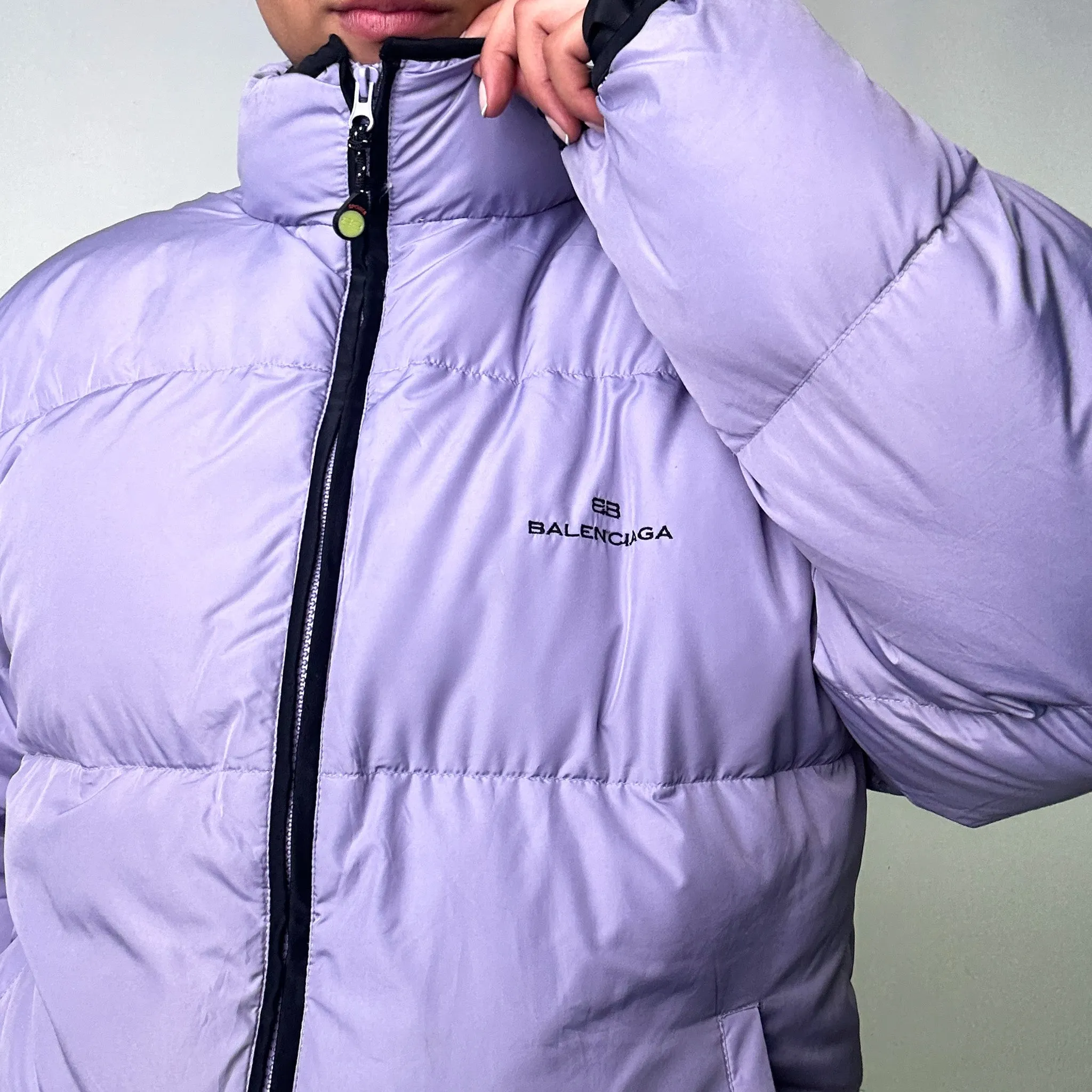 Purple 90s Balenciaga Puffer Jacket Coat (L)