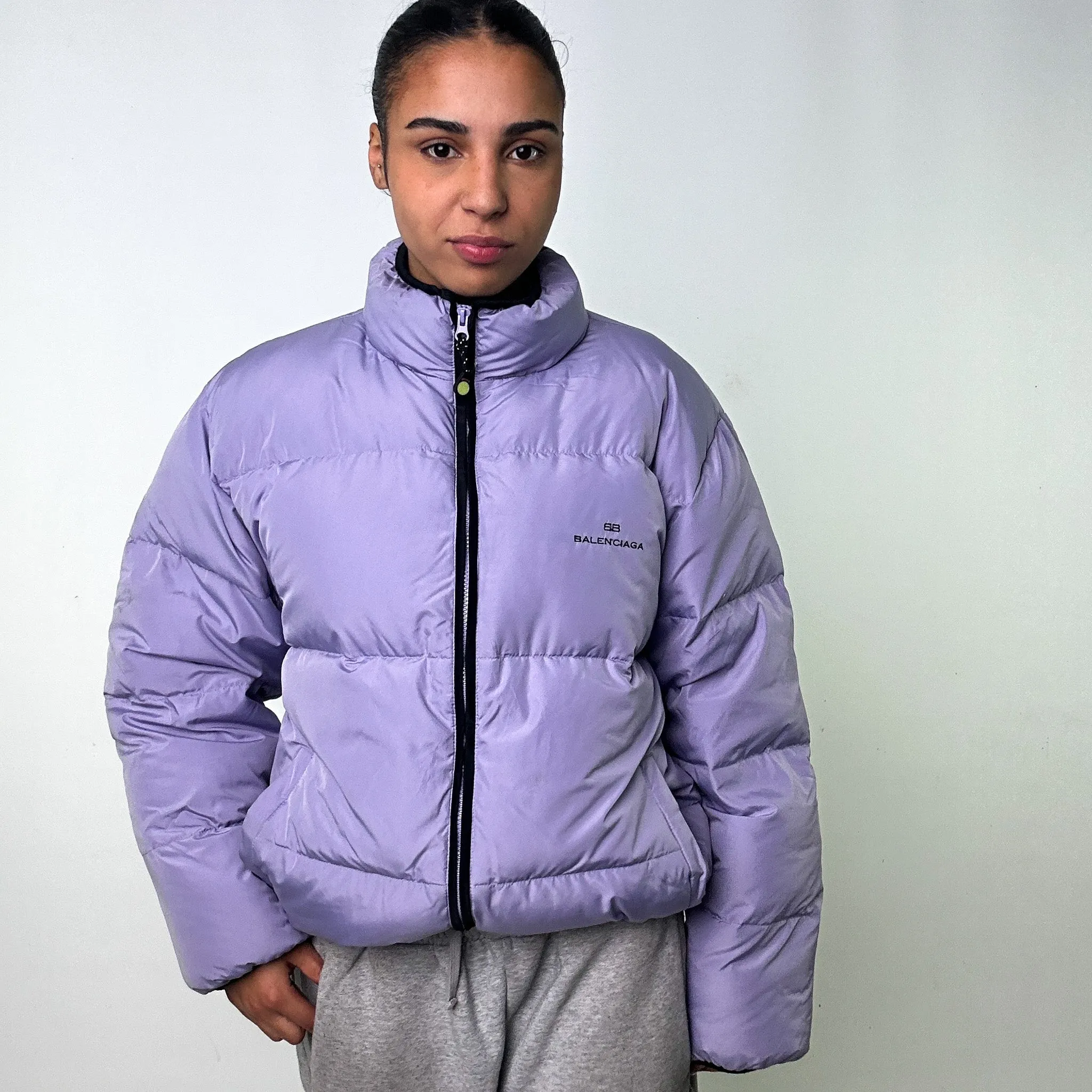 Purple 90s Balenciaga Puffer Jacket Coat (L)