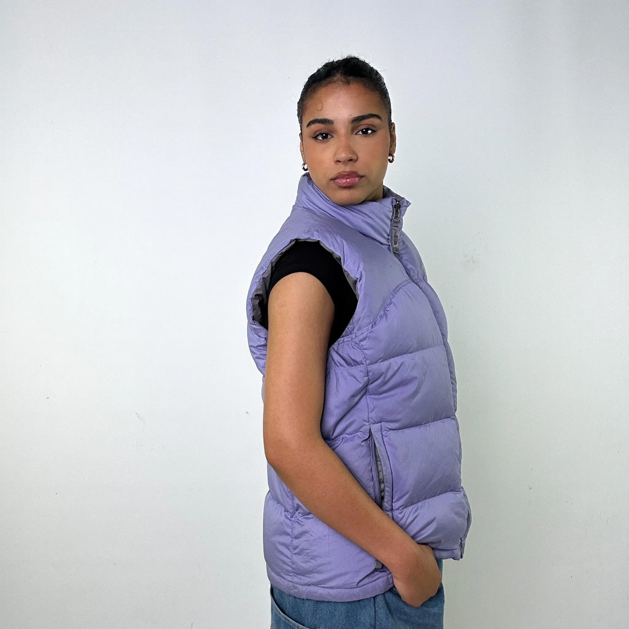 Purple y2ks The North Face Lilac Puffer Jacket Coat Gilet (L)