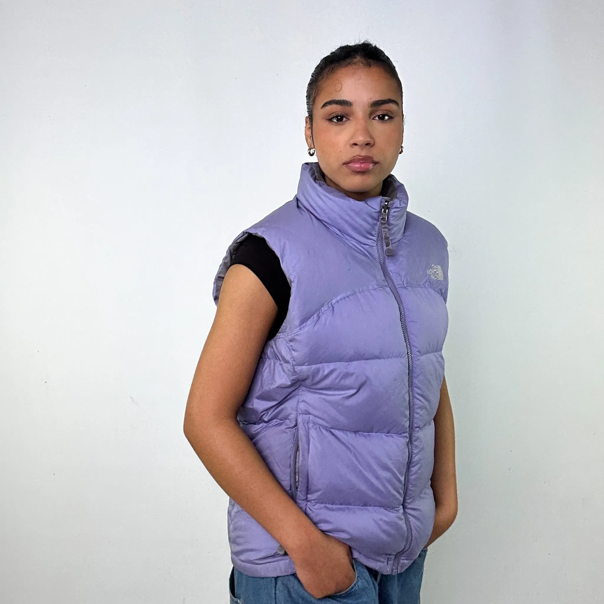 Purple y2ks The North Face Lilac Puffer Jacket Coat Gilet (L)