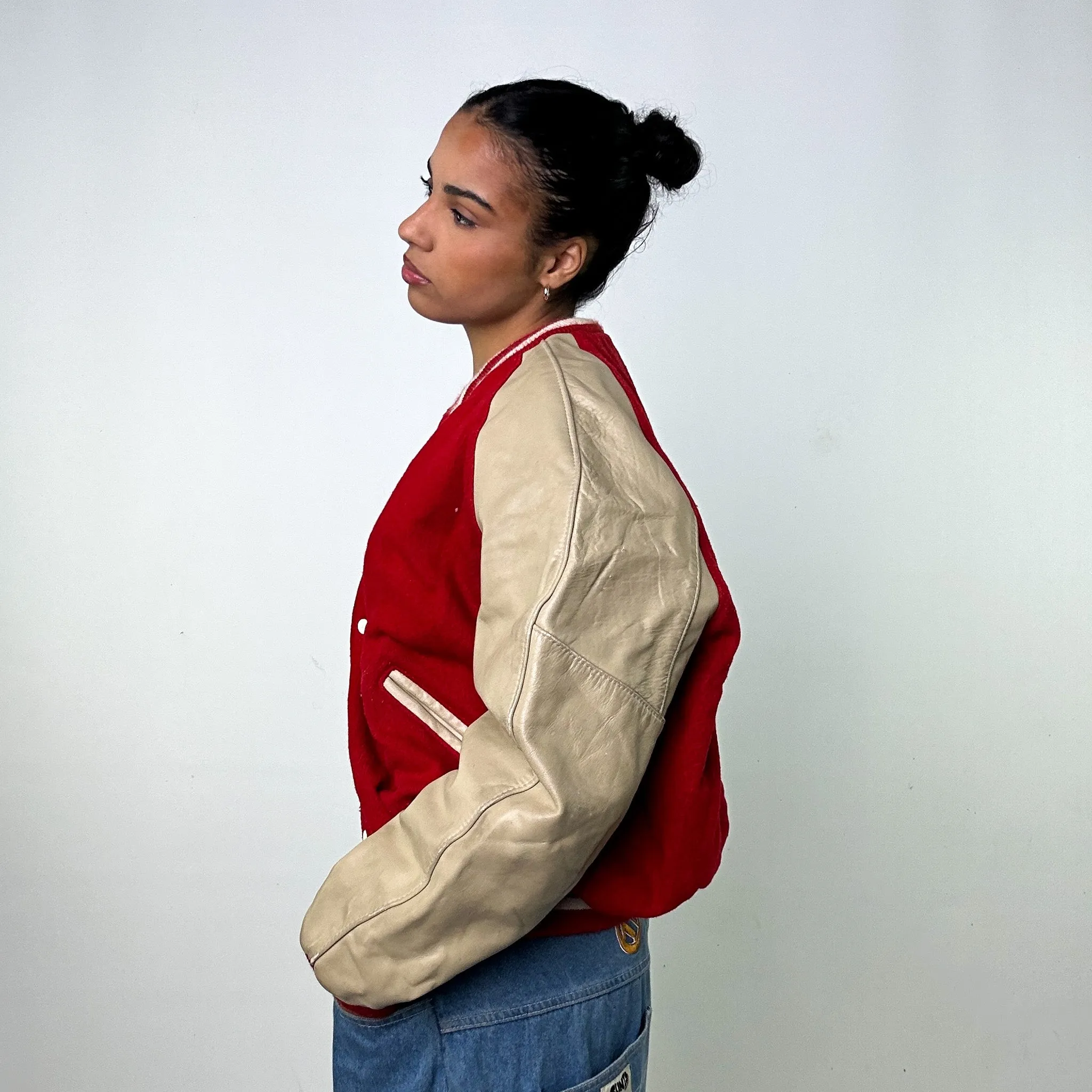 Red Vintage Delong Varsity Jacket Coat (L)