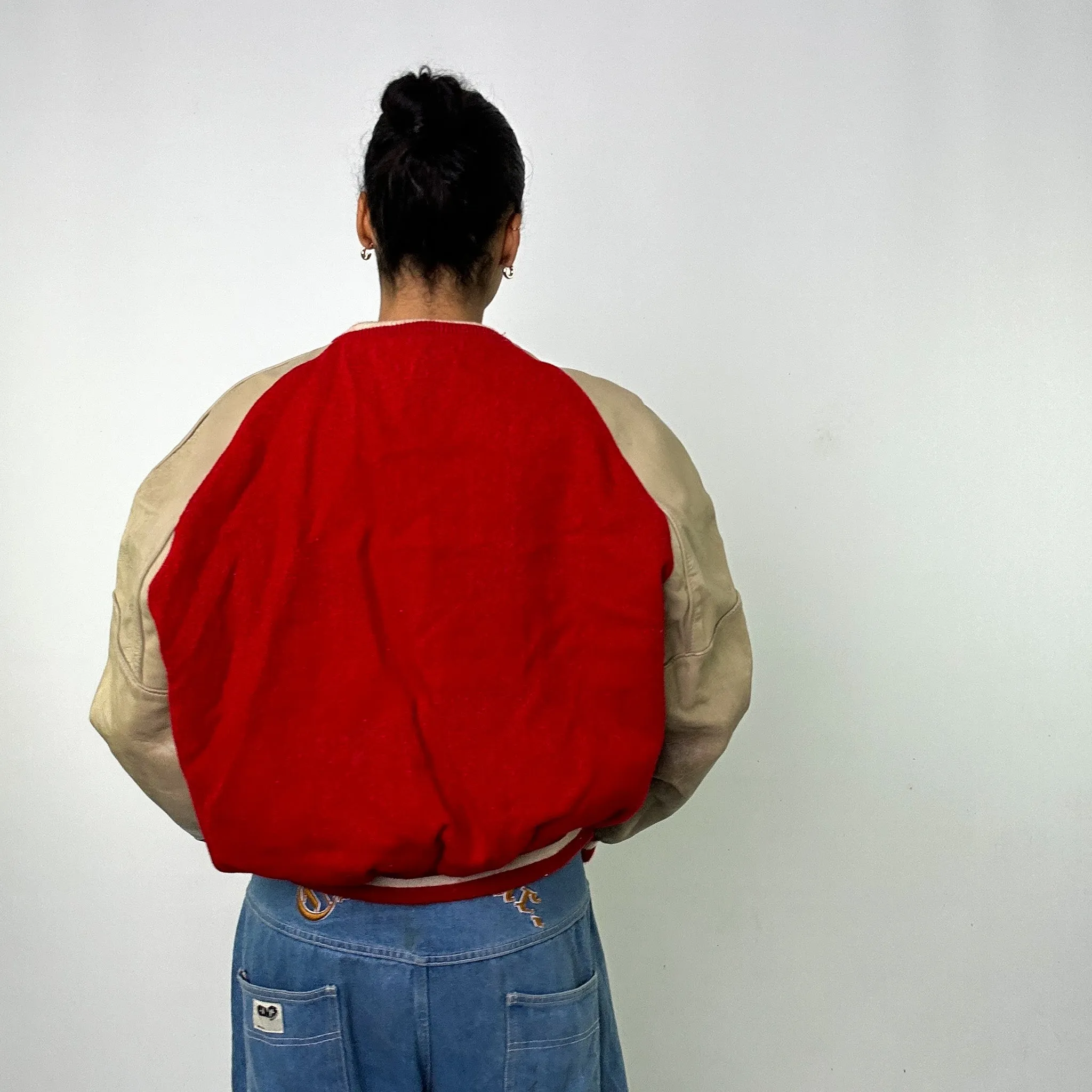 Red Vintage Delong Varsity Jacket Coat (L)