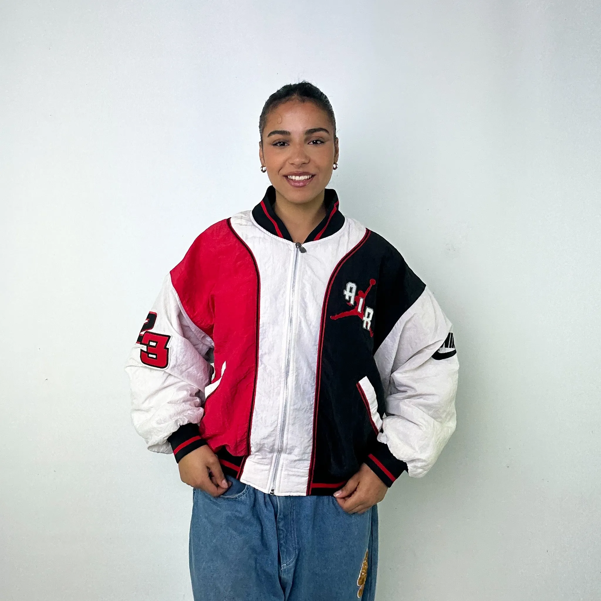 Red Vintage NIKE Air Jordan Varsity Jacket Coat (M)