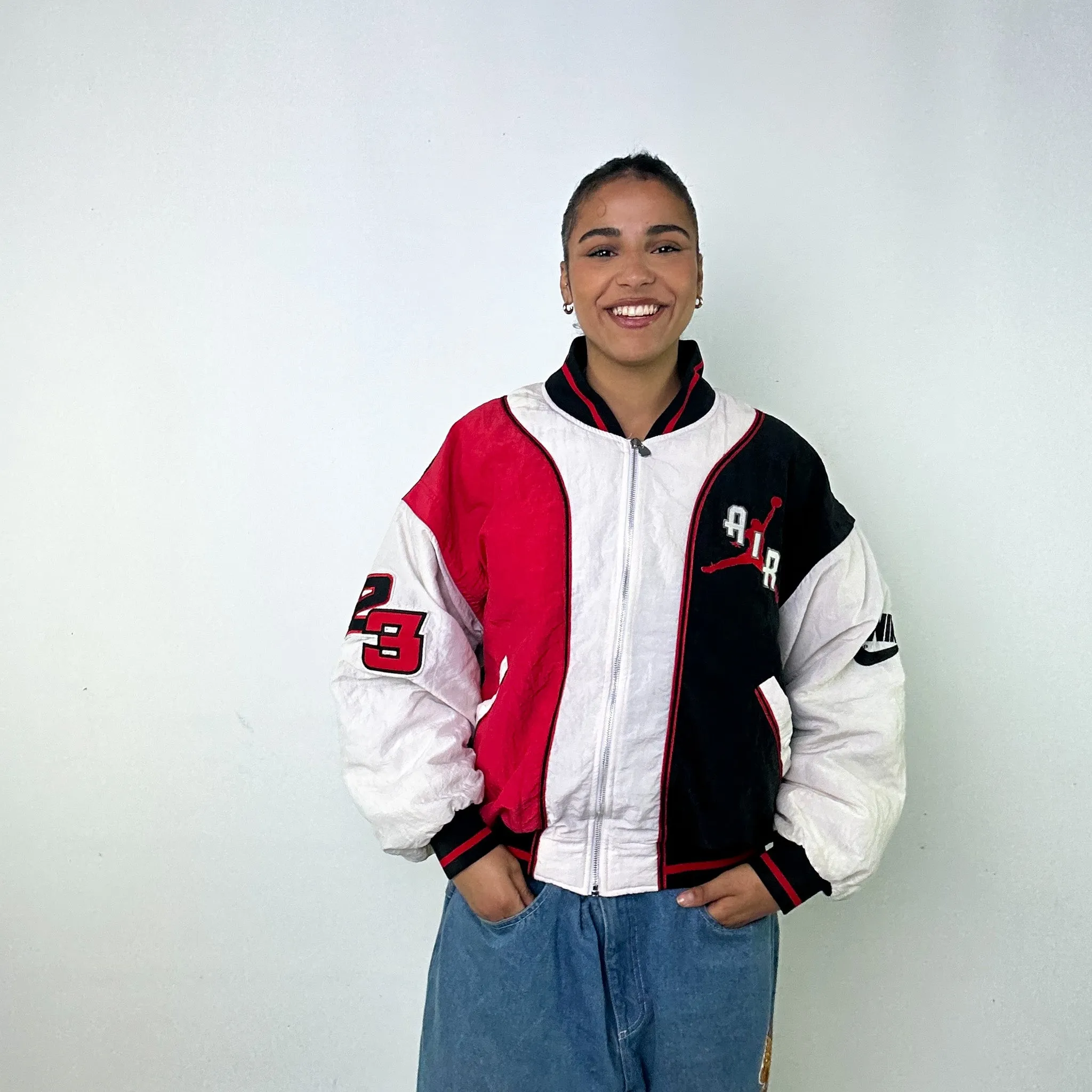 Red Vintage NIKE Air Jordan Varsity Jacket Coat (M)