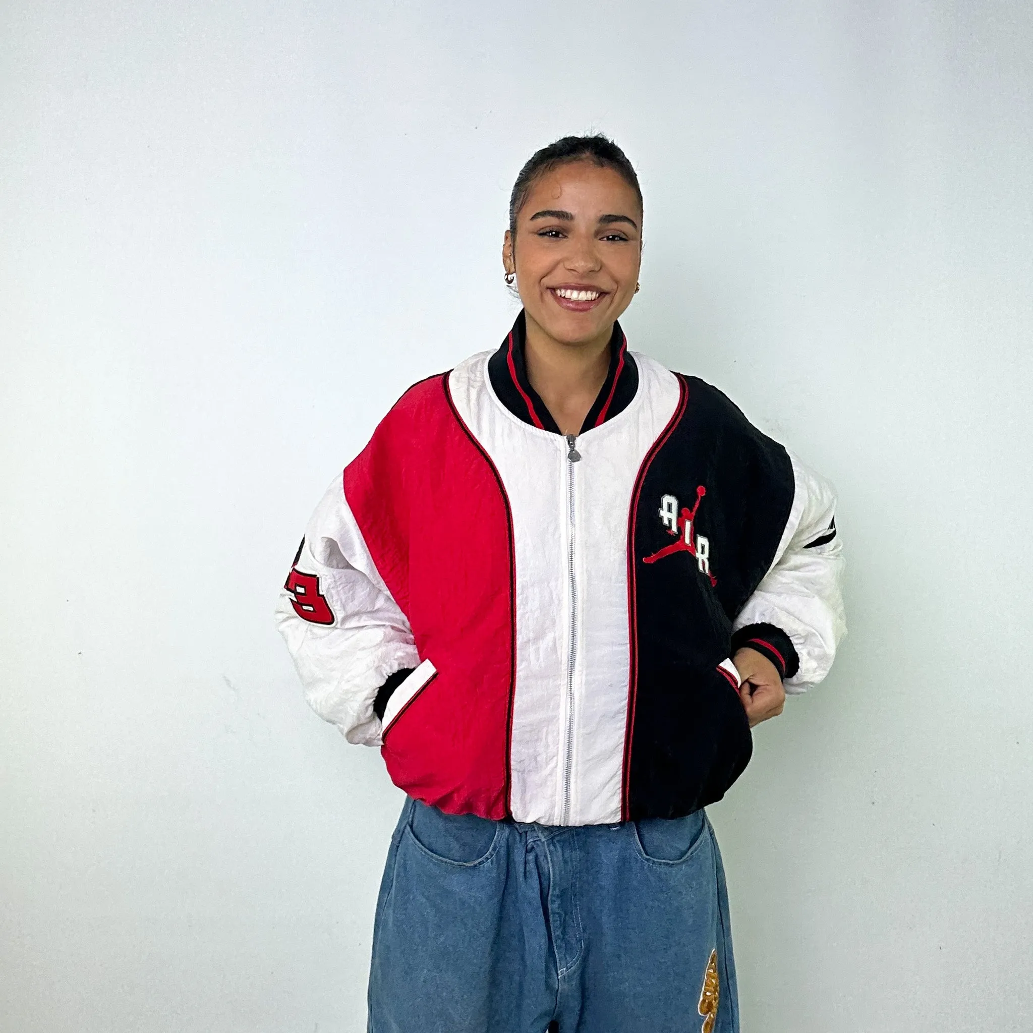 Red Vintage NIKE Air Jordan Varsity Jacket Coat (M)