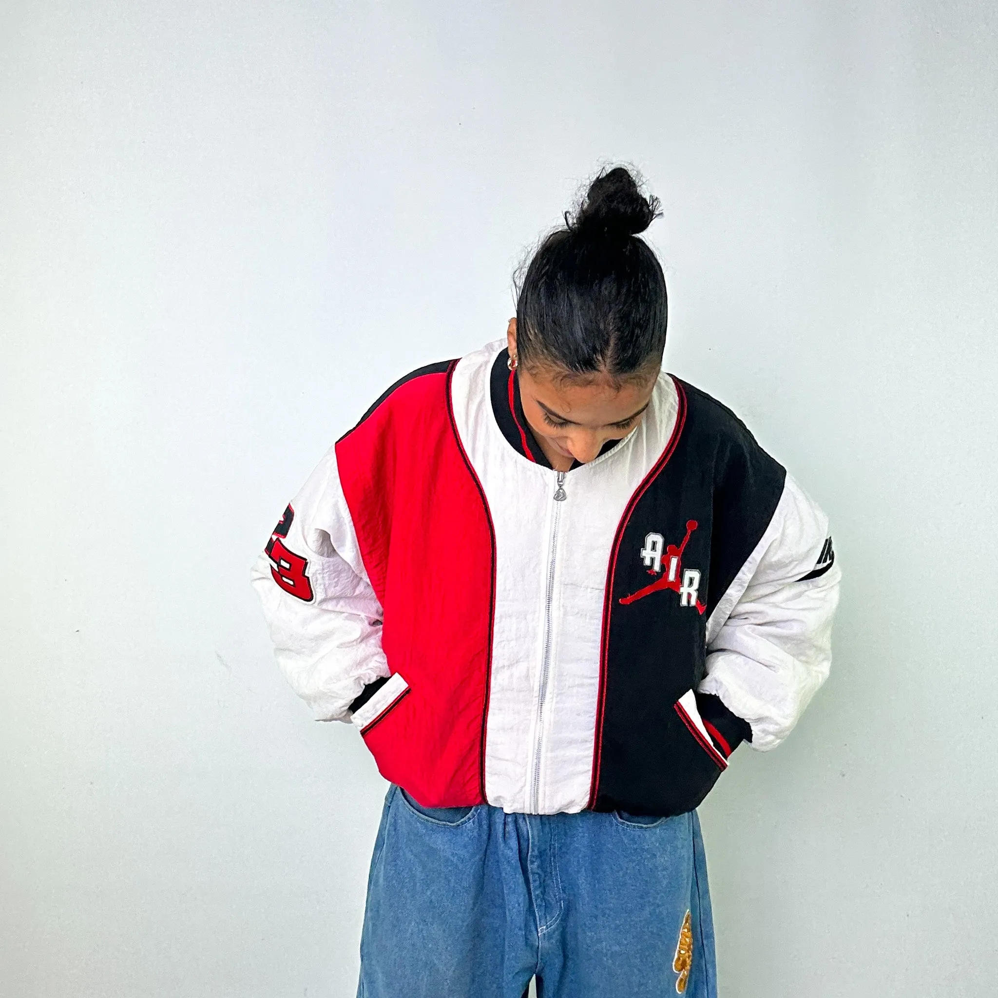 Red Vintage NIKE Air Jordan Varsity Jacket Coat (M)