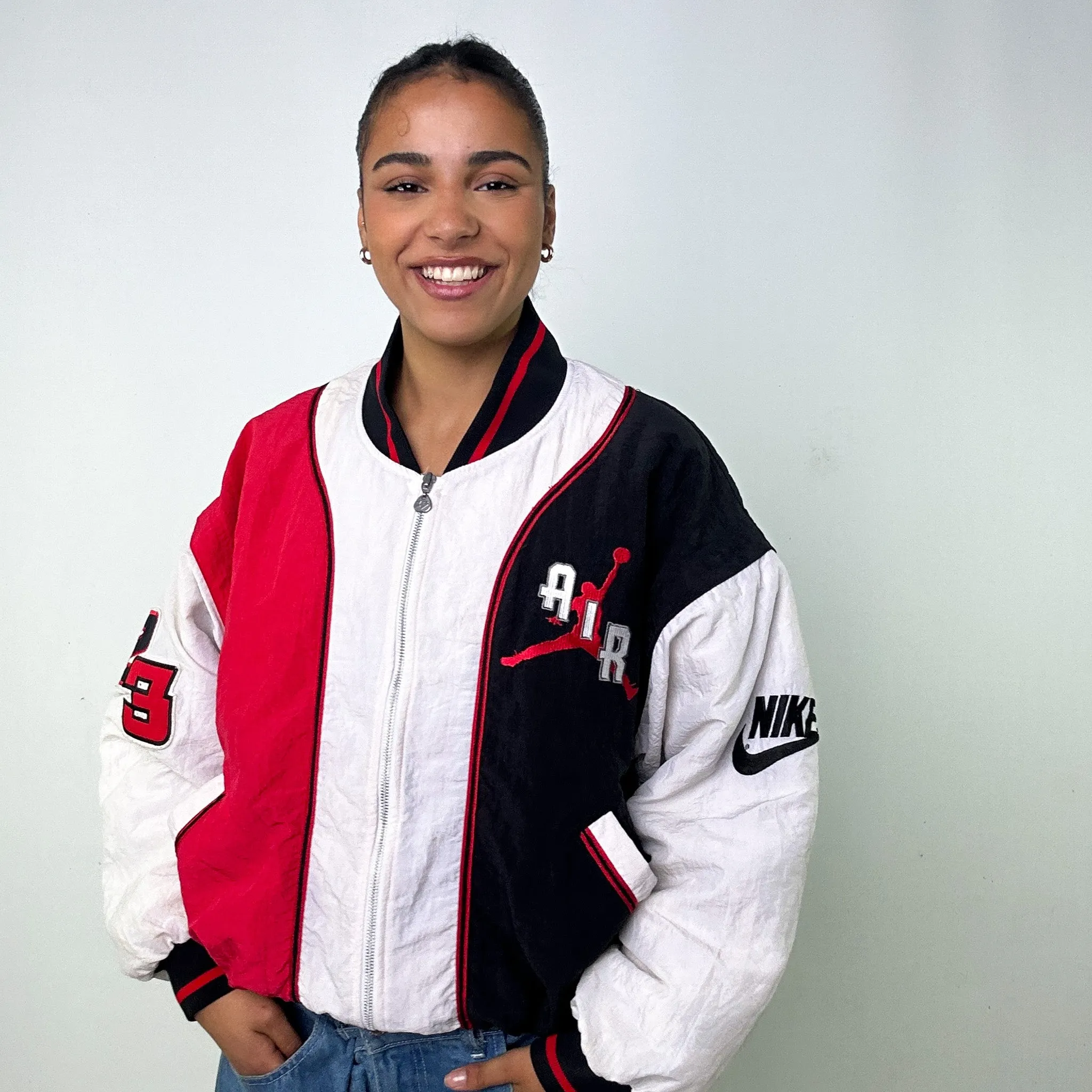 Red Vintage NIKE Air Jordan Varsity Jacket Coat (M)