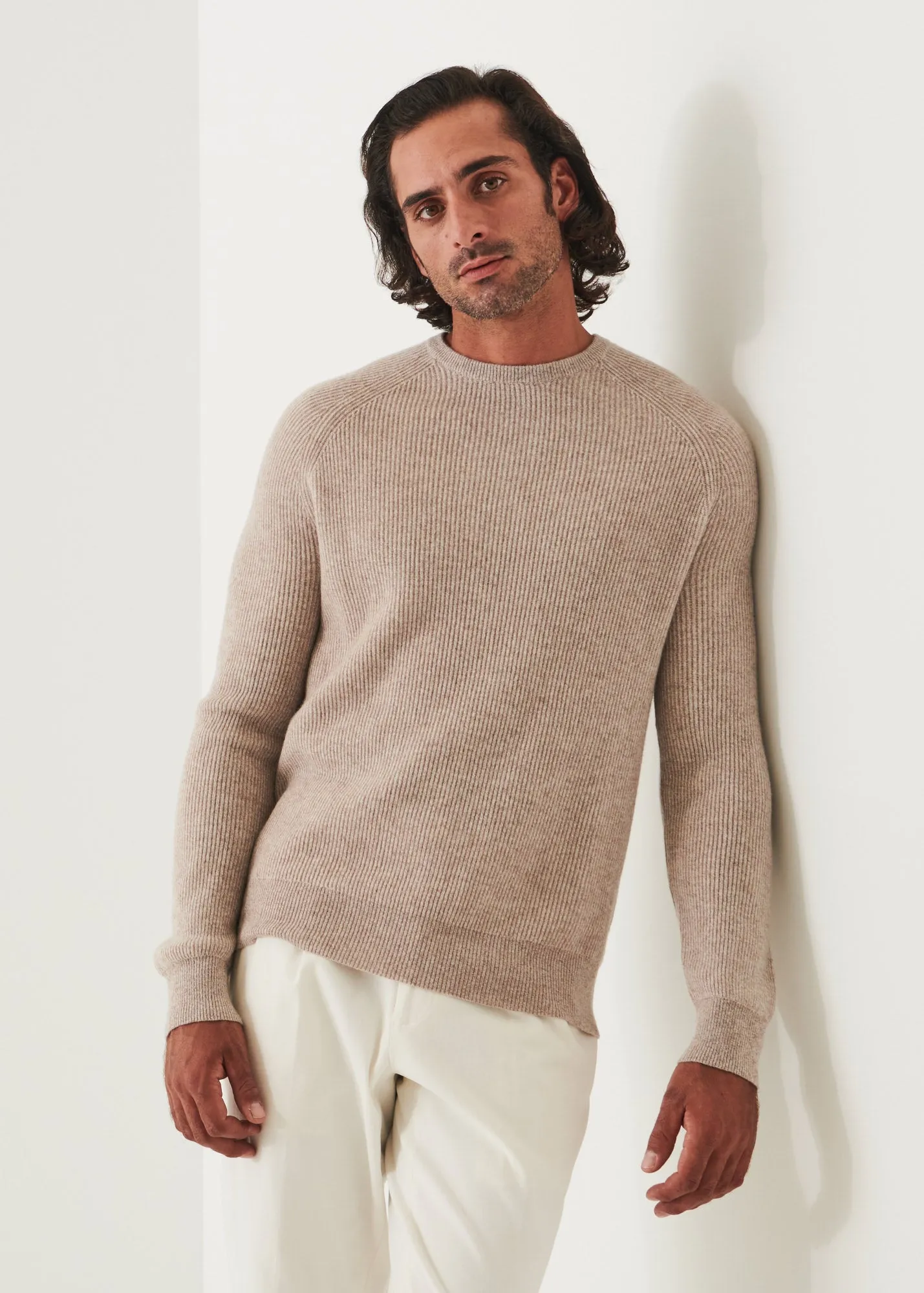 RIBBED CASHMERE CREWNECK