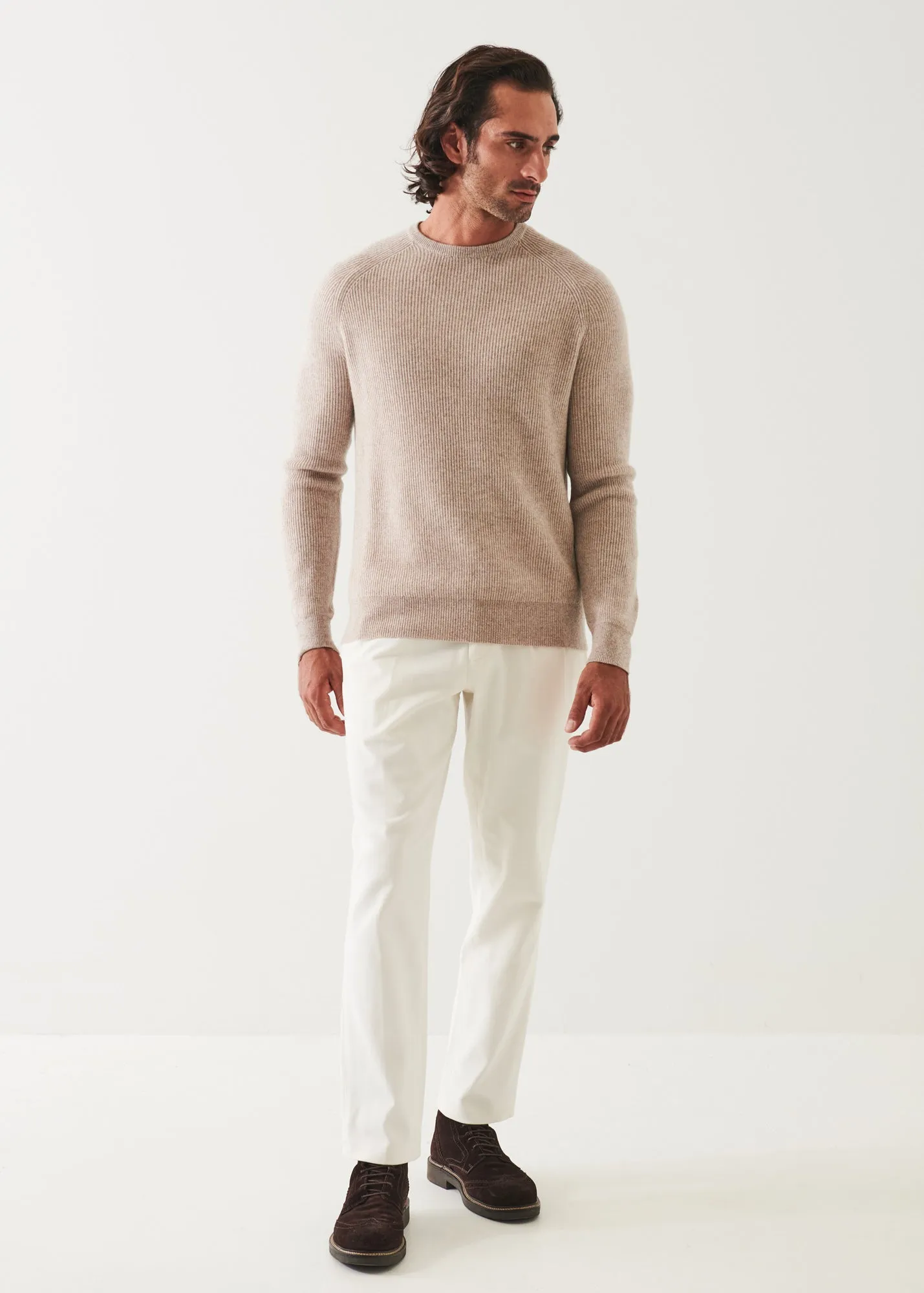 RIBBED CASHMERE CREWNECK