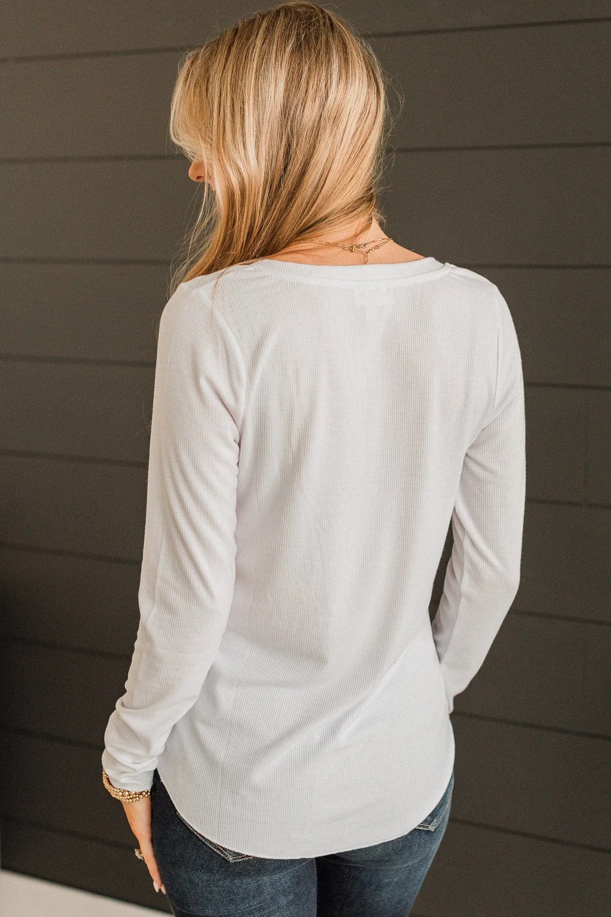 Rise To The Top Long Sleeve Henley Top- Ivory