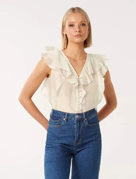 Roma Ruffle Button Through Blouse