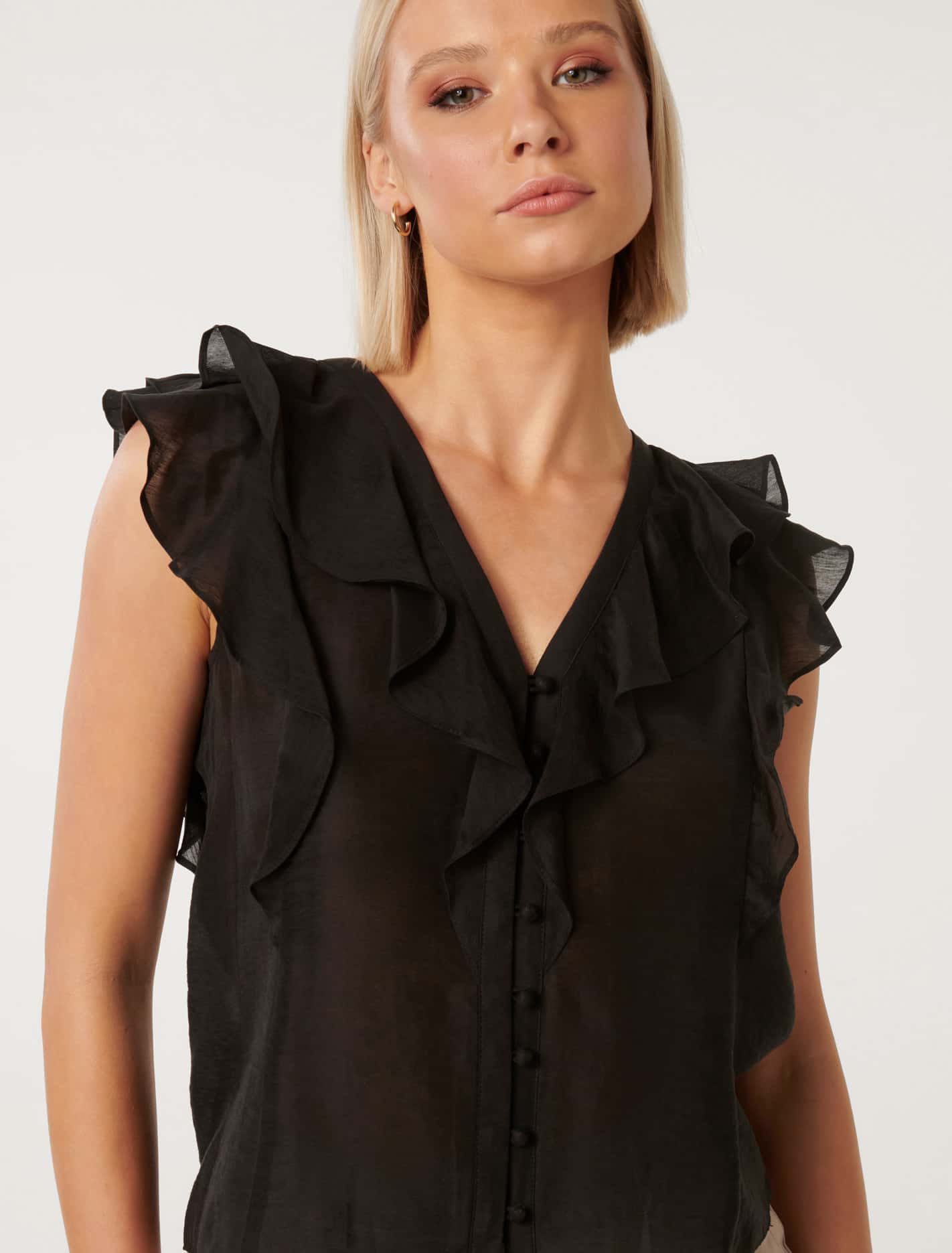 Roma Ruffle Button Through Blouse