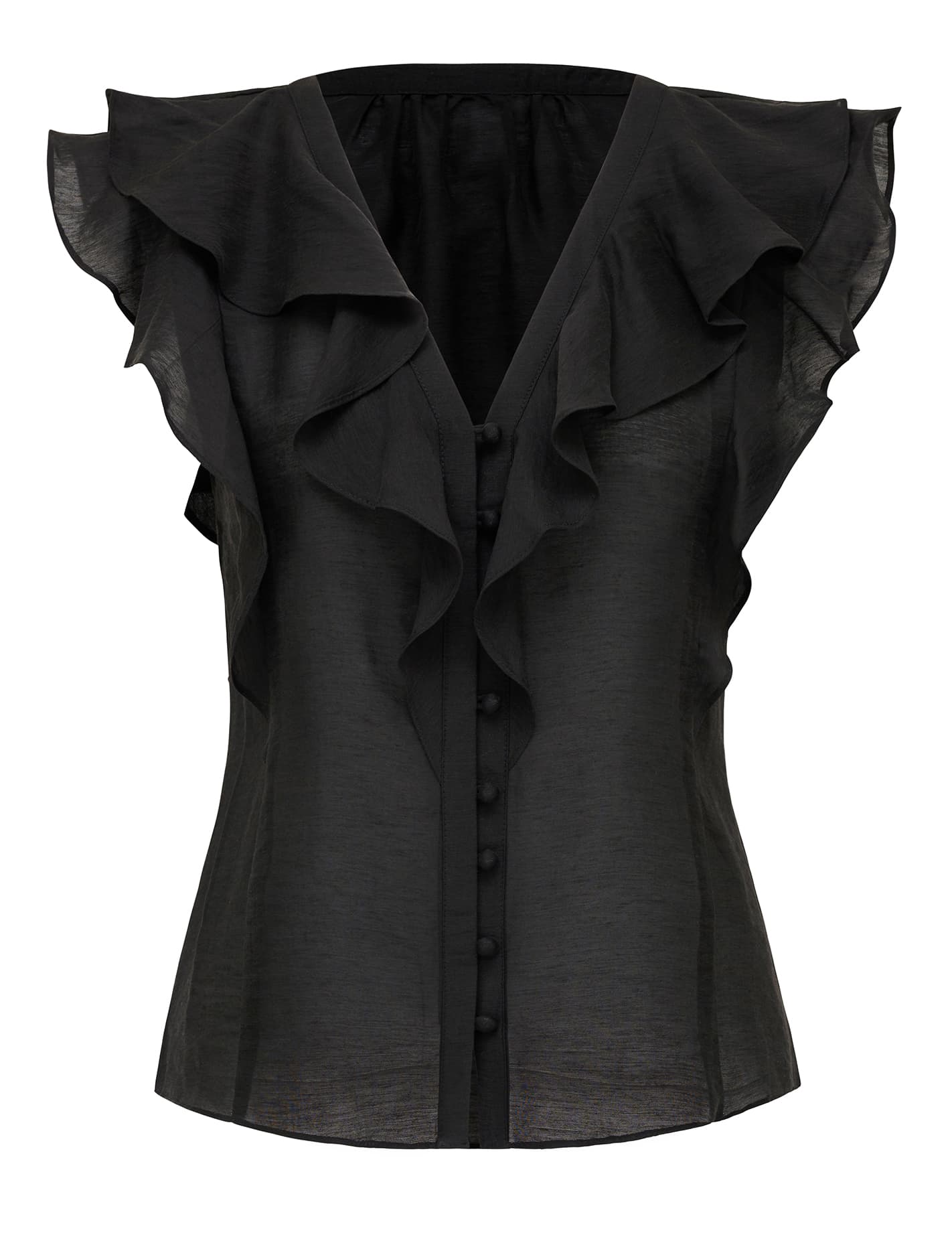 Roma Ruffle Button Through Blouse