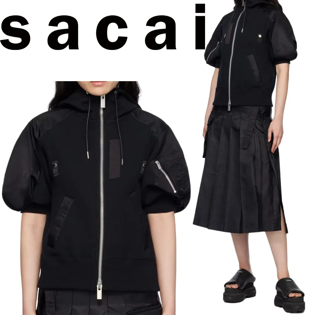 sacai  |Nylon Plain Logo Hoodies & Sweatshirts