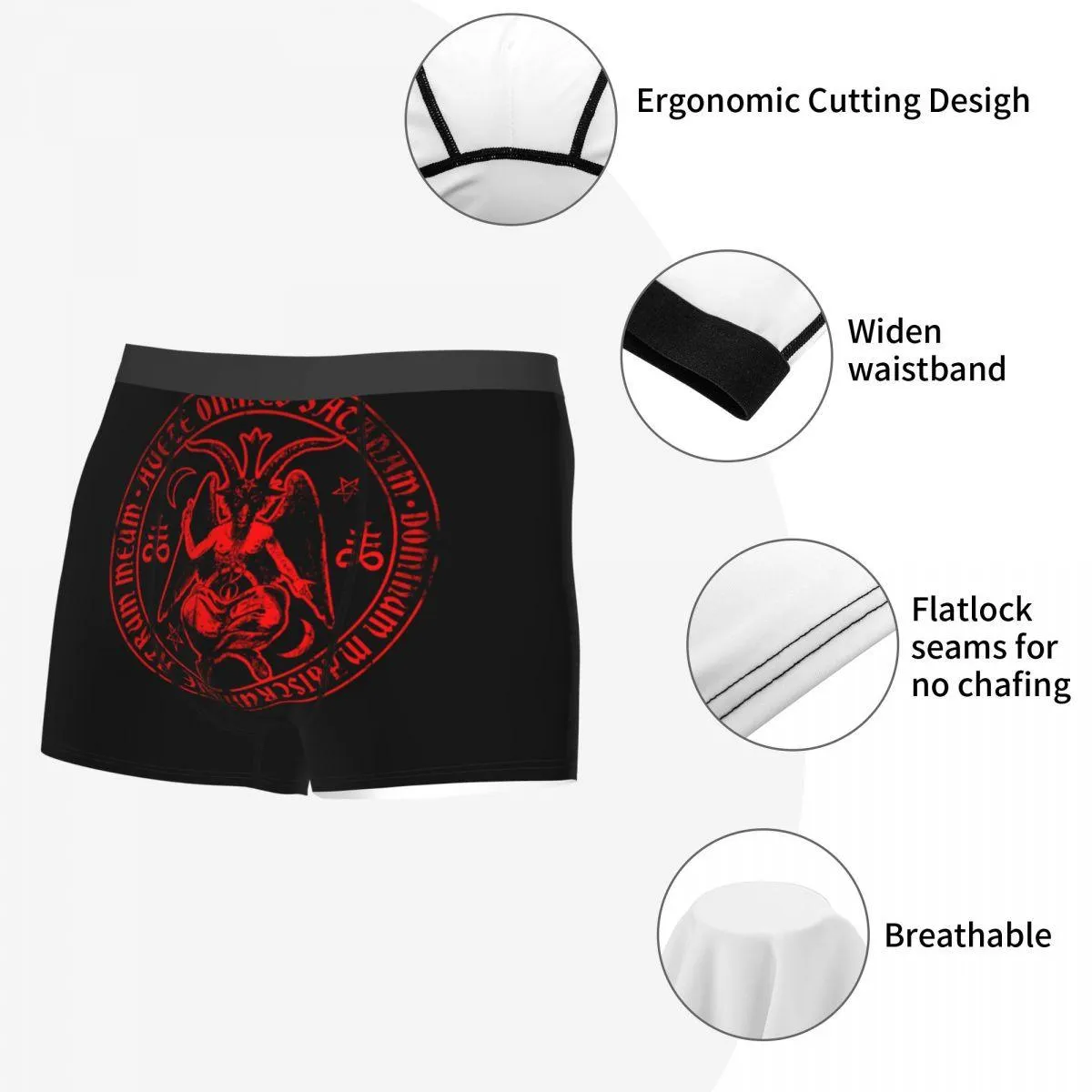 Satanic Baphomet Underwear Satanism Evil Devil Soft Underpants