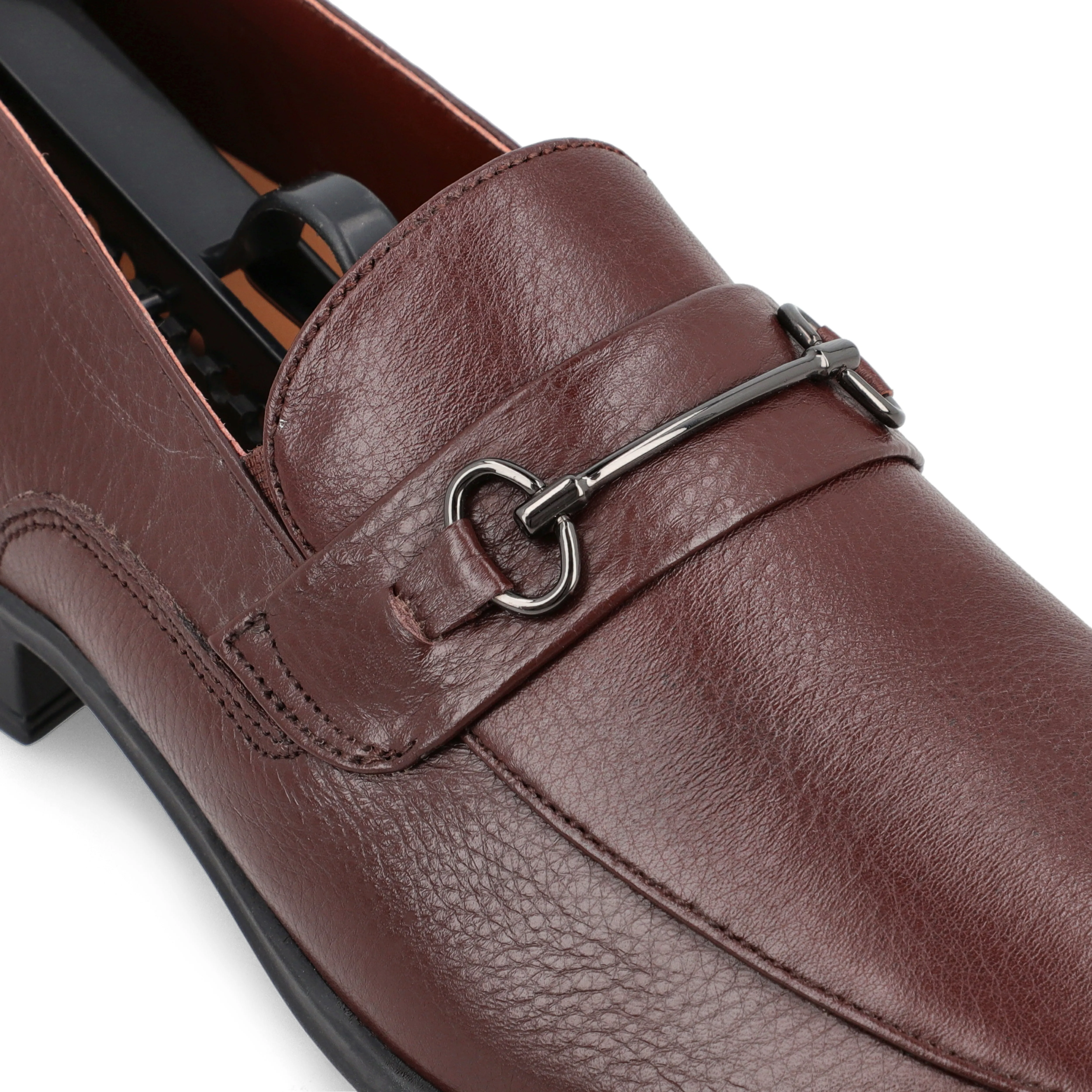 Sleek Horsebit Buckled Loafers - Brown