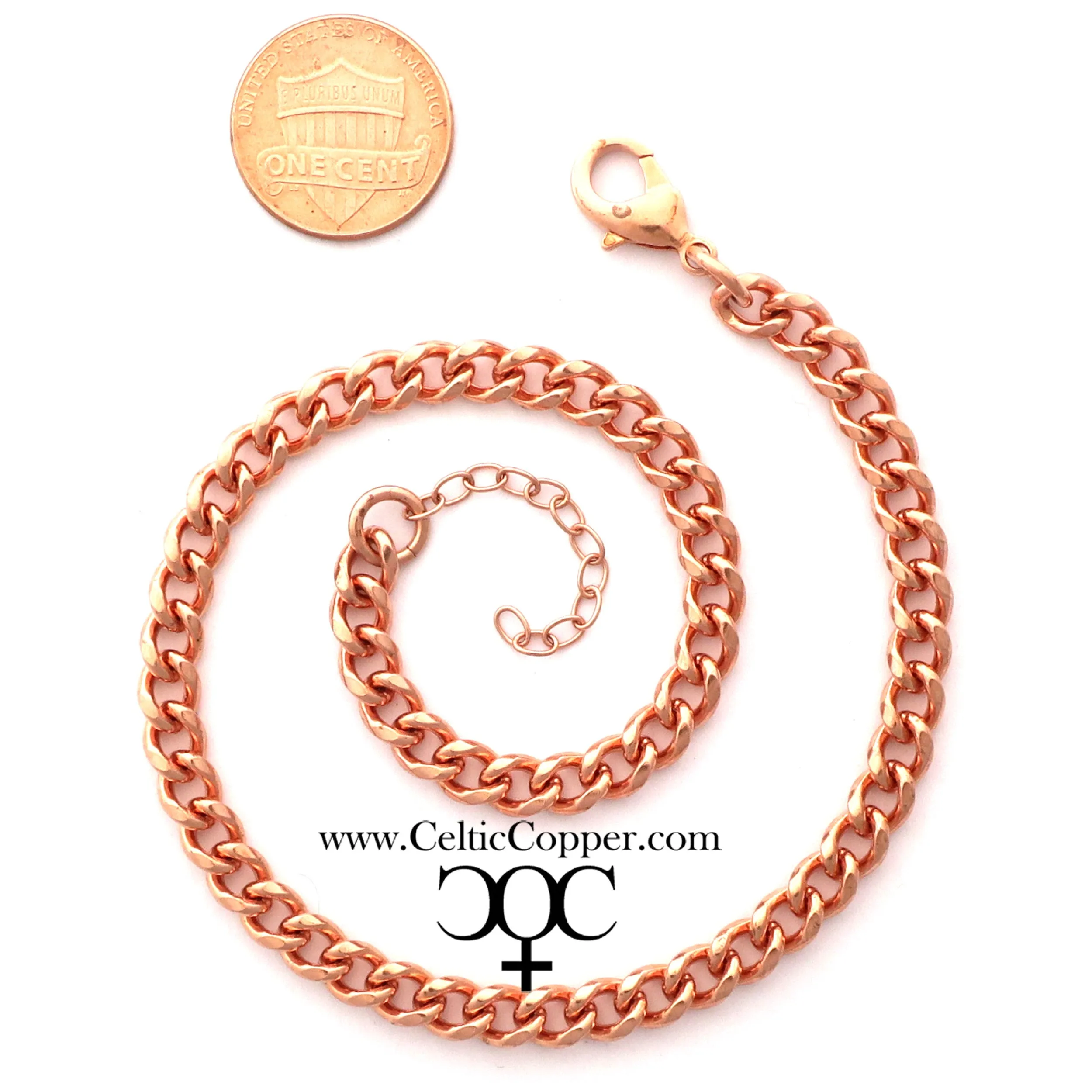 Solid Copper Ankle Bracelet Medium Cuban Curb Chain Anklet AC72 Adjustable Solid Copper Ankle Chain