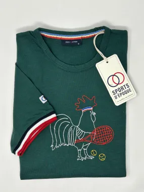 SPORT D'EPOQUE ROOSTER JEANNOT MAGLIETTA DA TENNIS VERDE