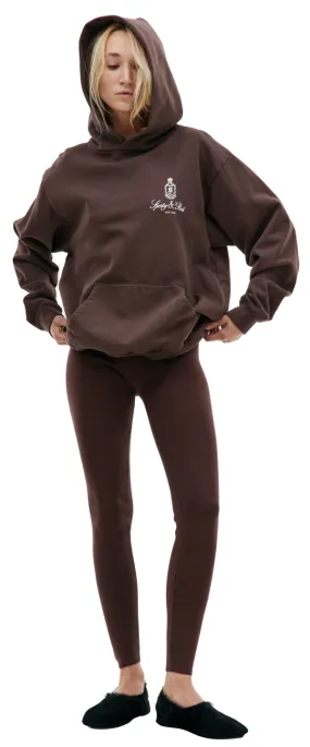 SPORTY + RICH Serif Logo Ribbed Legging - Chocolate