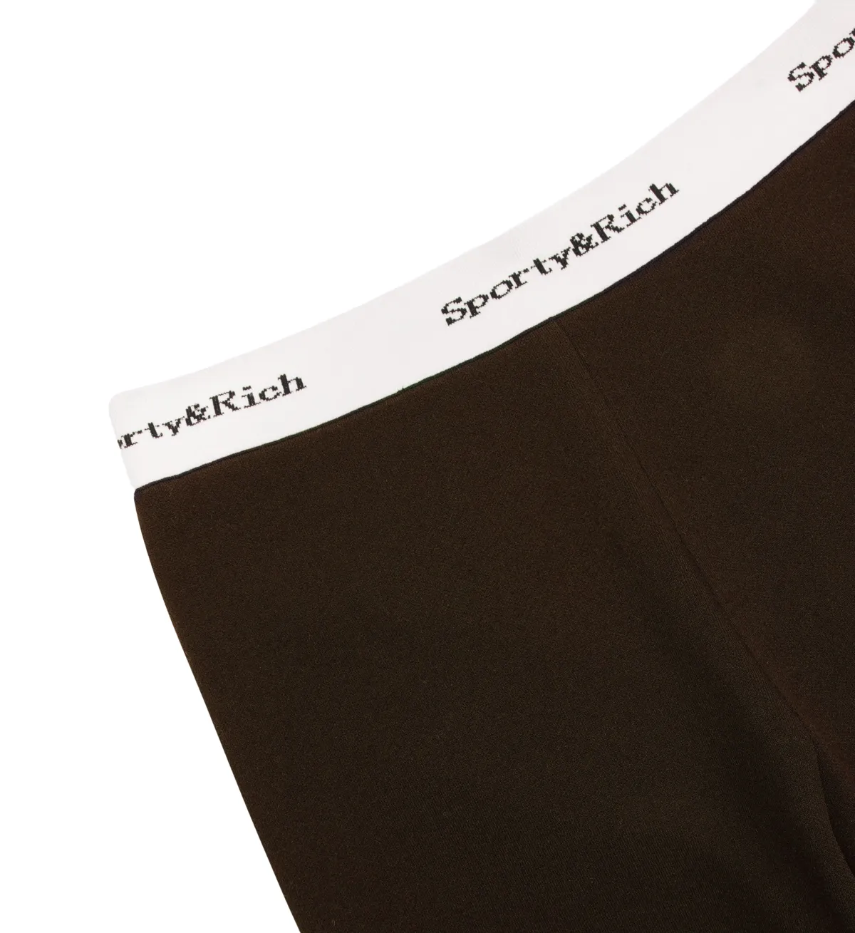 SPORTY + RICH Serif Logo Ribbed Legging - Chocolate