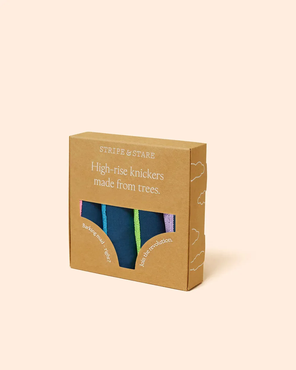 Stripe & Stare High Rise Knickers Box of 4 - Midnight Neon