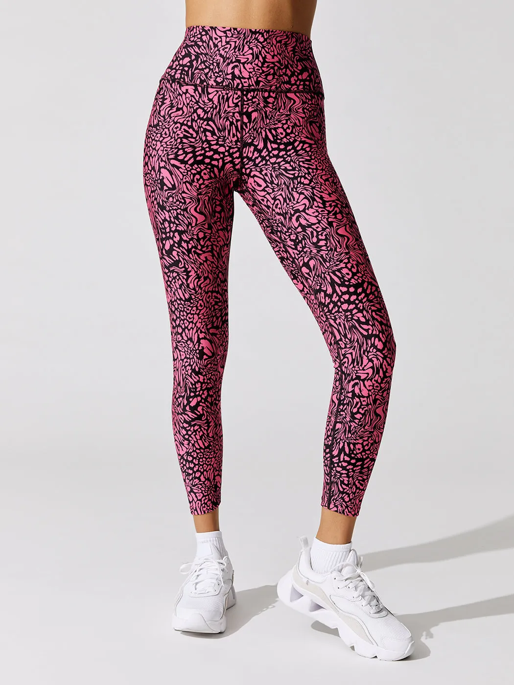 Swirly Leopard Printed 7/8 Legging - Electric Pink Swirly Leopard