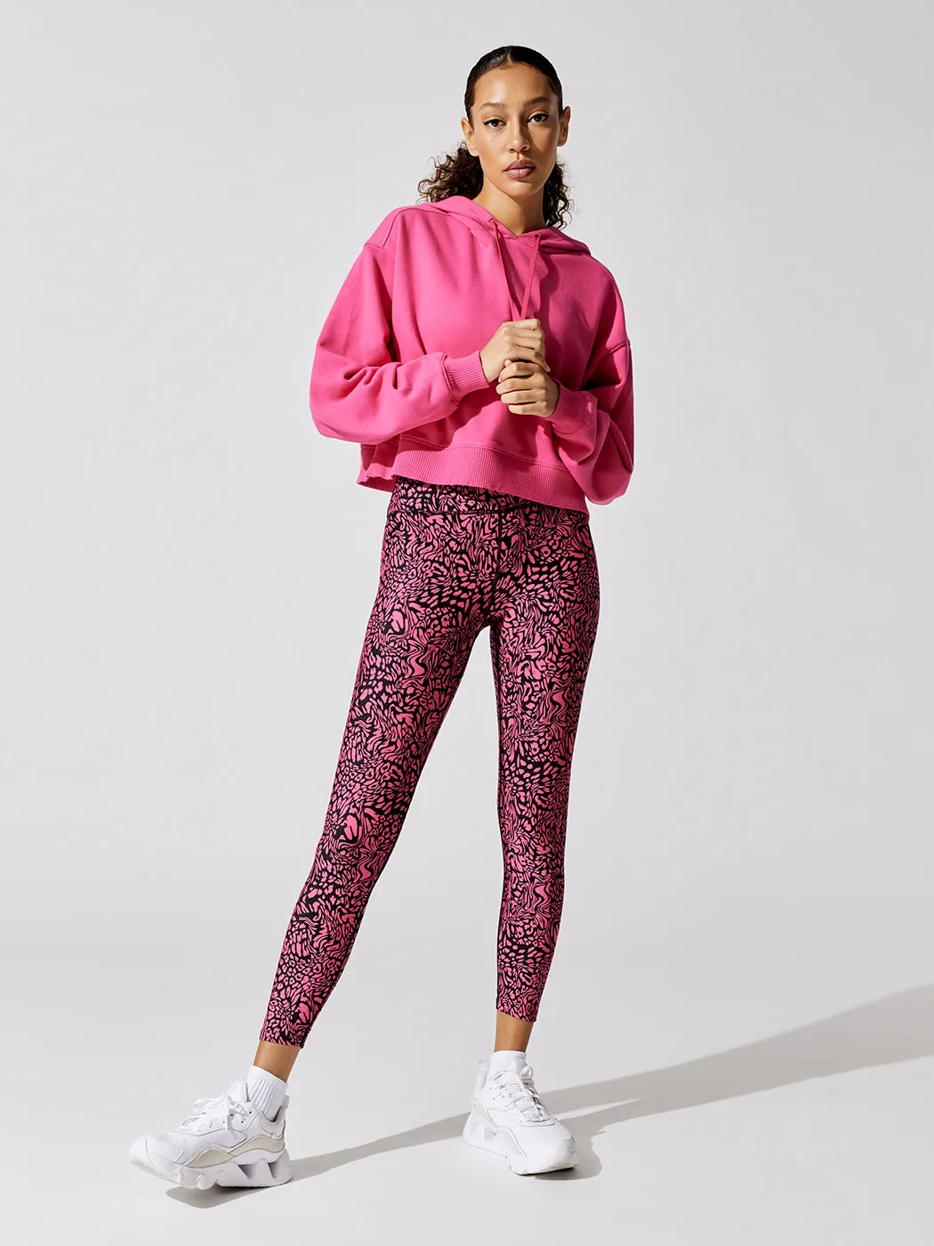 Swirly Leopard Printed 7/8 Legging - Electric Pink Swirly Leopard