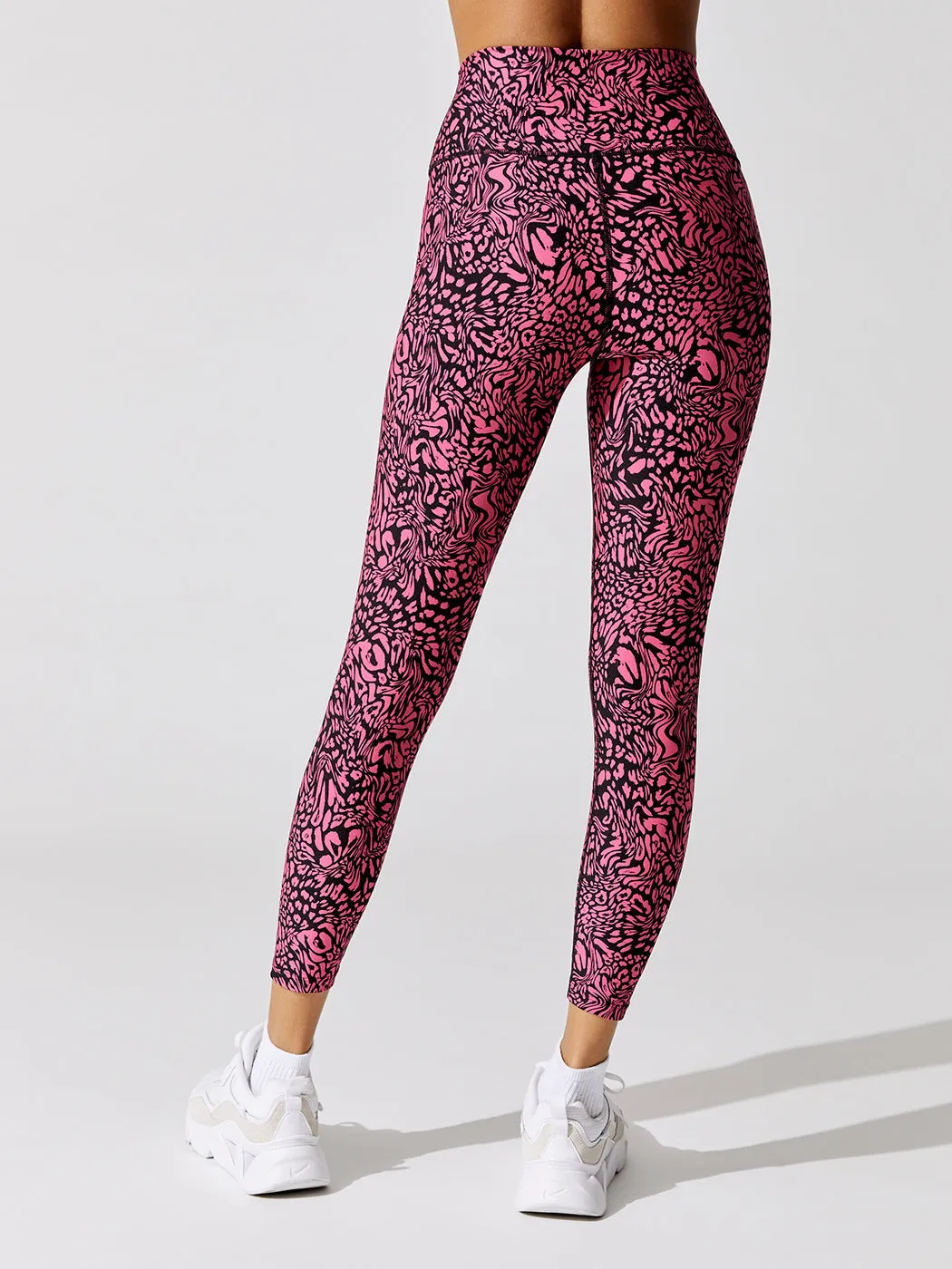 Swirly Leopard Printed 7/8 Legging - Electric Pink Swirly Leopard