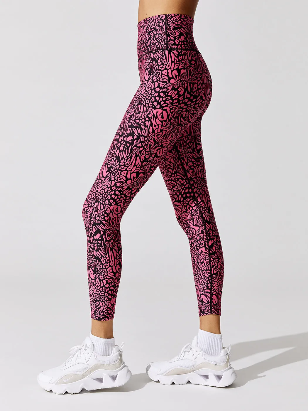 Swirly Leopard Printed 7/8 Legging - Electric Pink Swirly Leopard