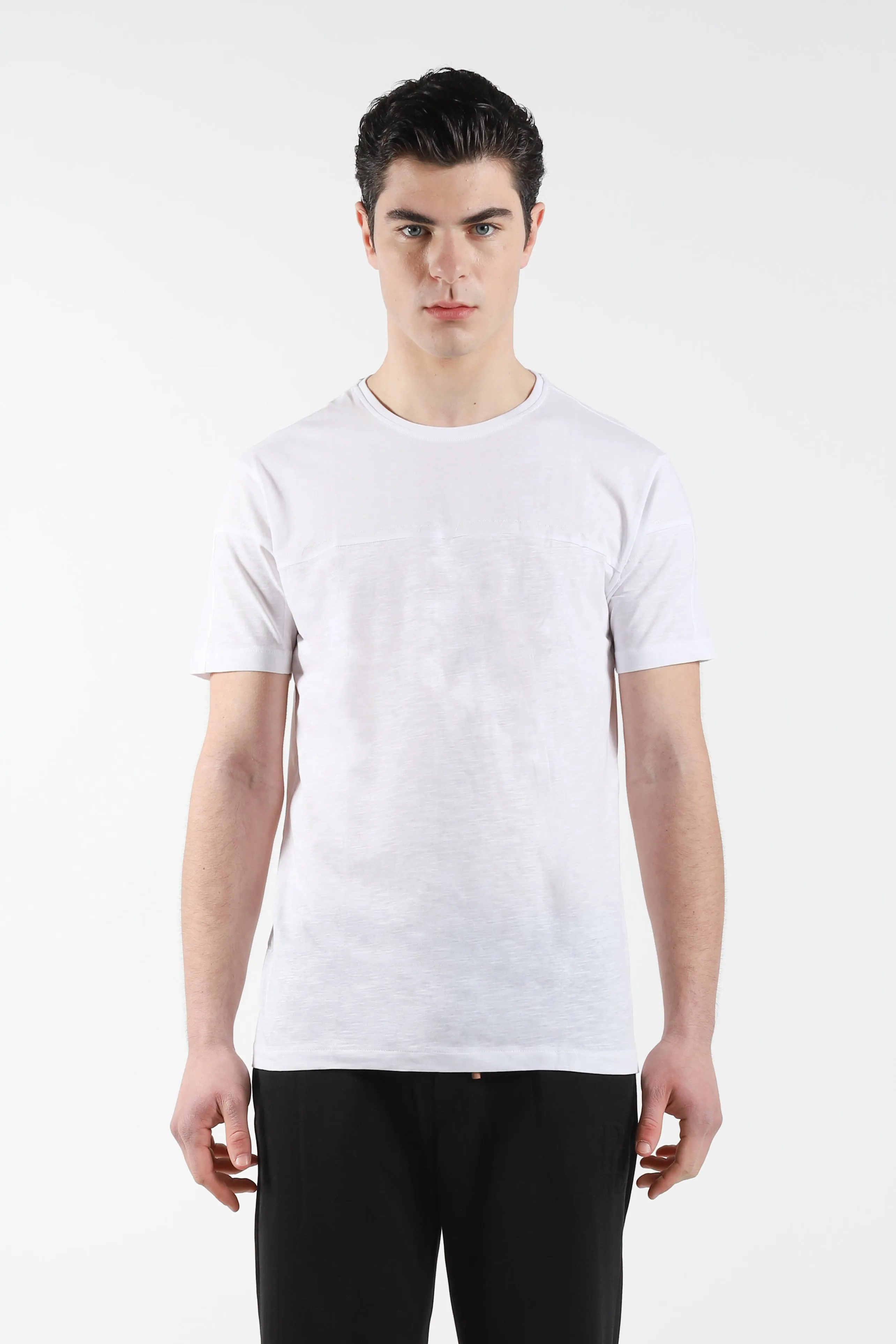 T-Shirt giro collo con stampa colore su colore