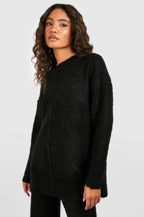 Tall Boucle Knit Seam Detail Oversized Sweater