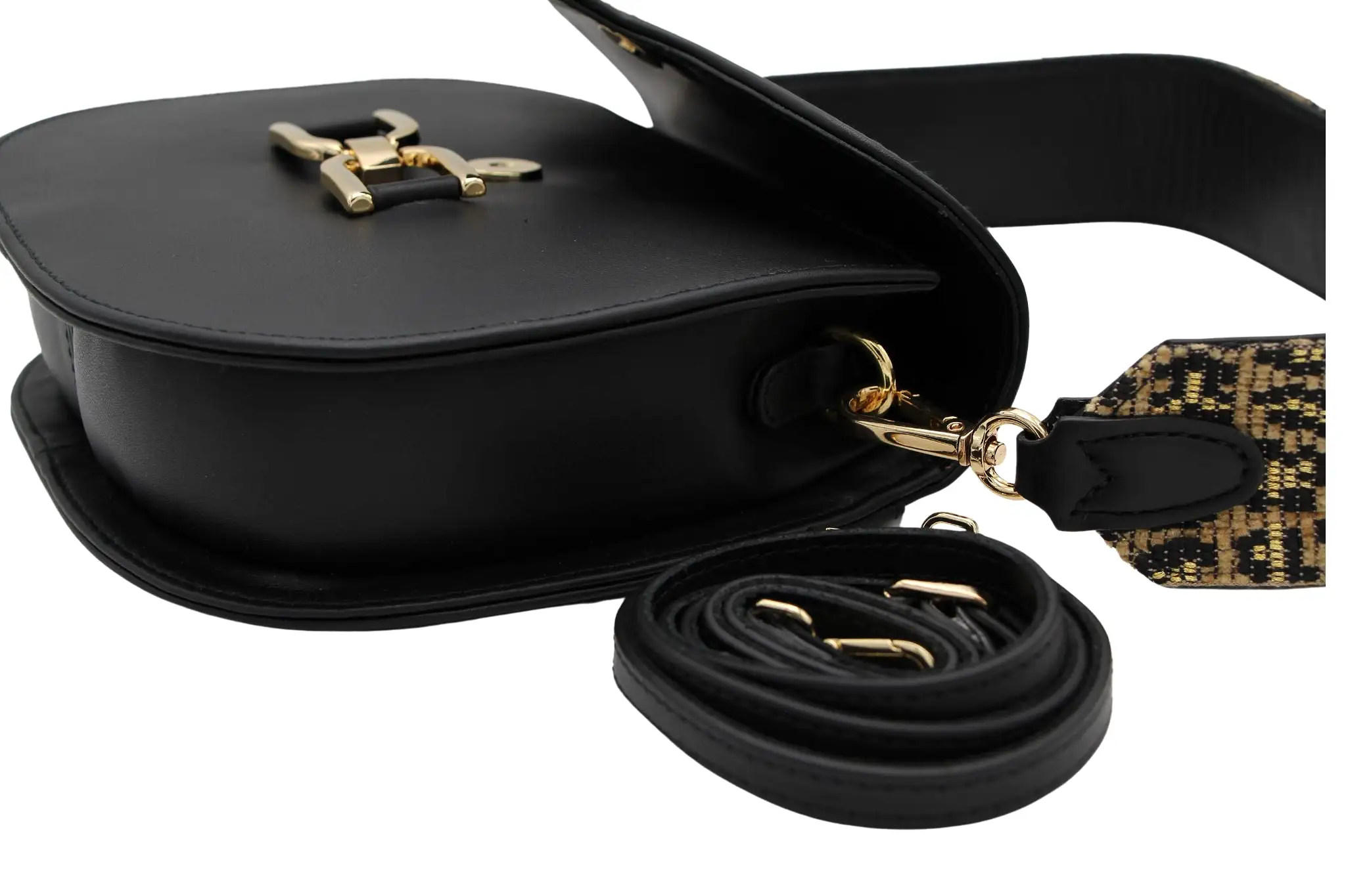 UNISA Black Leather Saddle Bag   ZFABIOLA