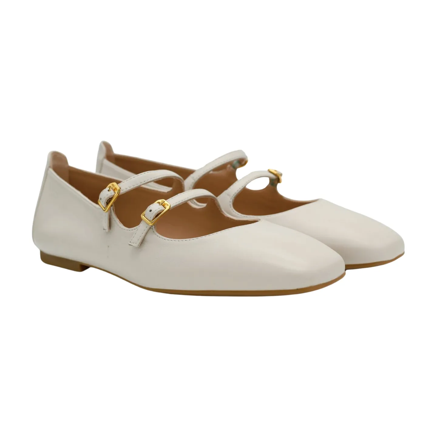 UNISA Ivory  Leather Mary Jane  Ballet Flat Shoe